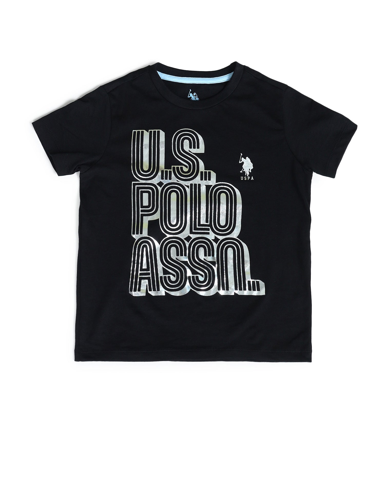 Boys Brand Printed Regular Fit T-Shirt Black - U.S. POLO ASSN. | Large