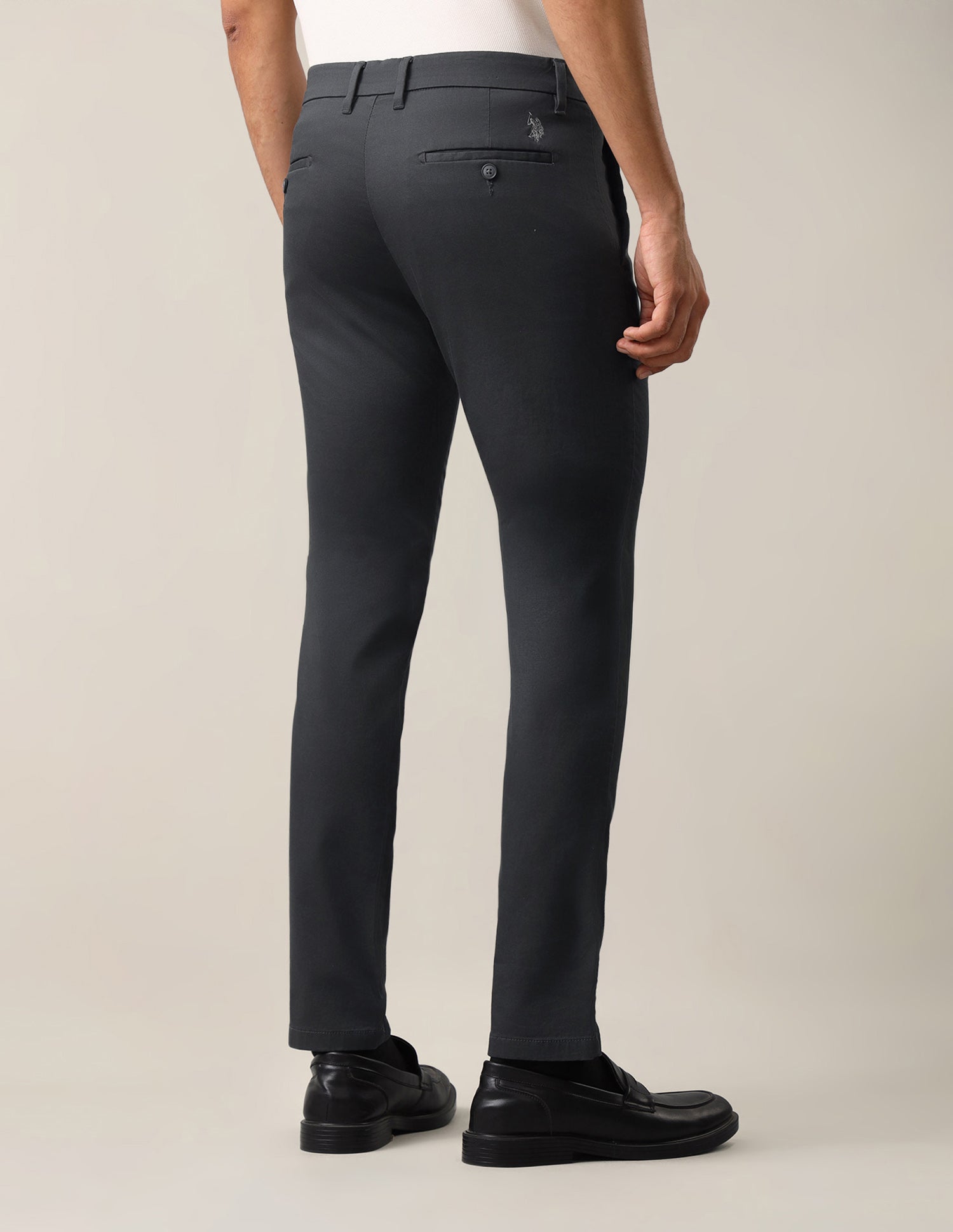 Denver Slim Fit Dobby Trousers Charcoal - U.S. Polo Assn. India | Large