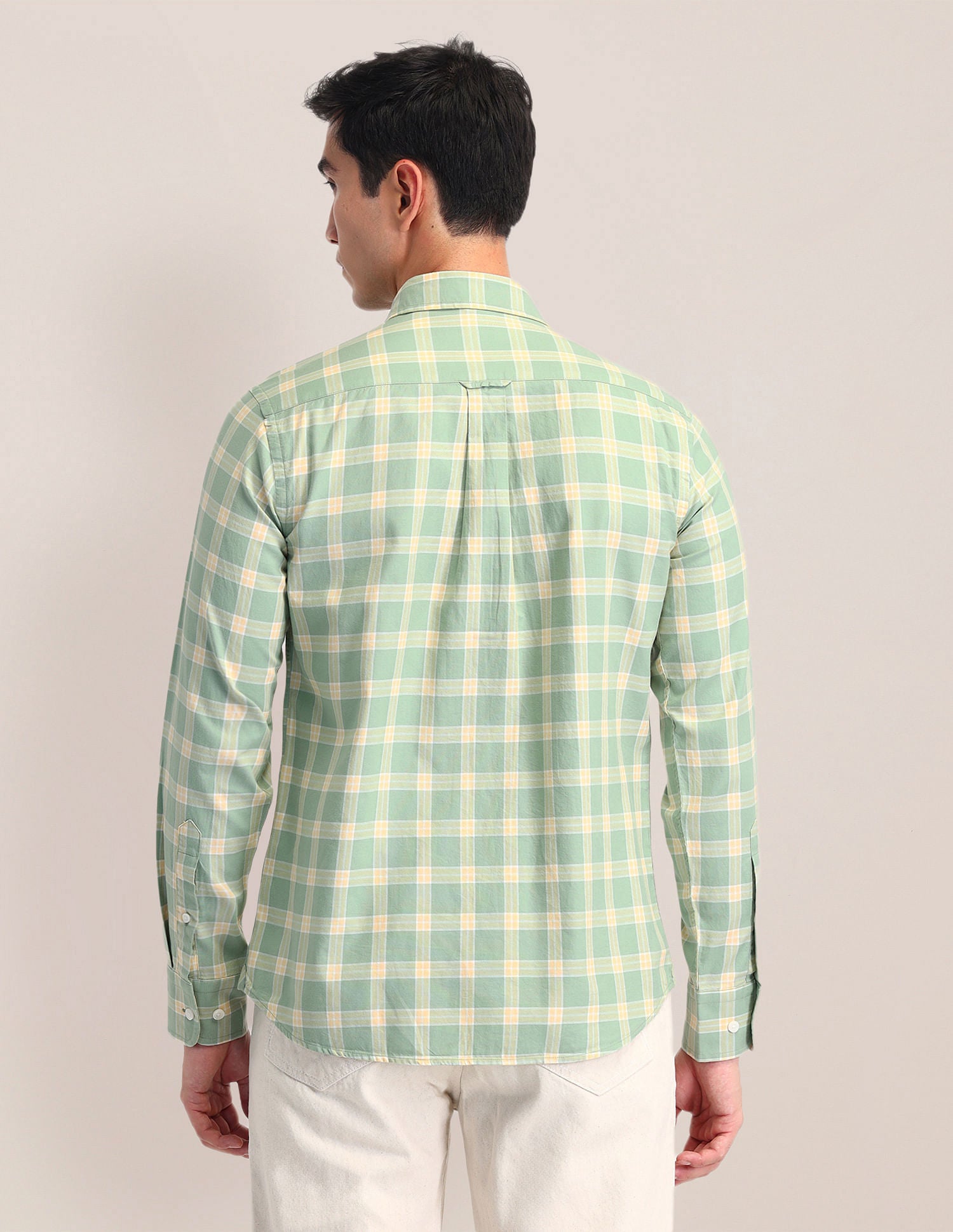 Tailored Fit Dobby Checked Shirt Green - U.S. POLO ASSN. | Large