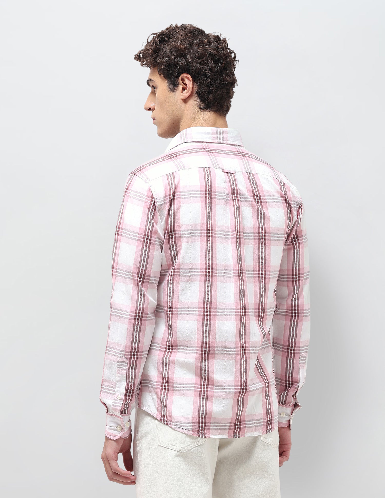 Tailored Fit Seersucker Shirt Peach - U.S. Polo Assn. India | Large