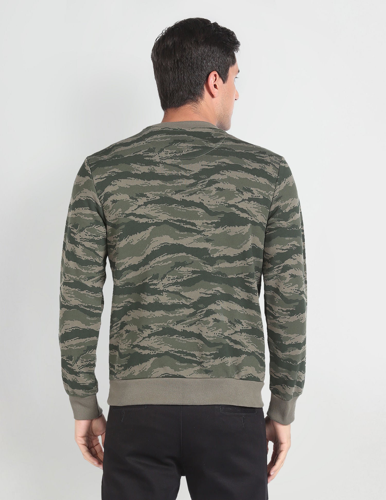 Camouflage Print Crew Neck Sweatshirt Olive - U.S. POLO ASSN. | Large