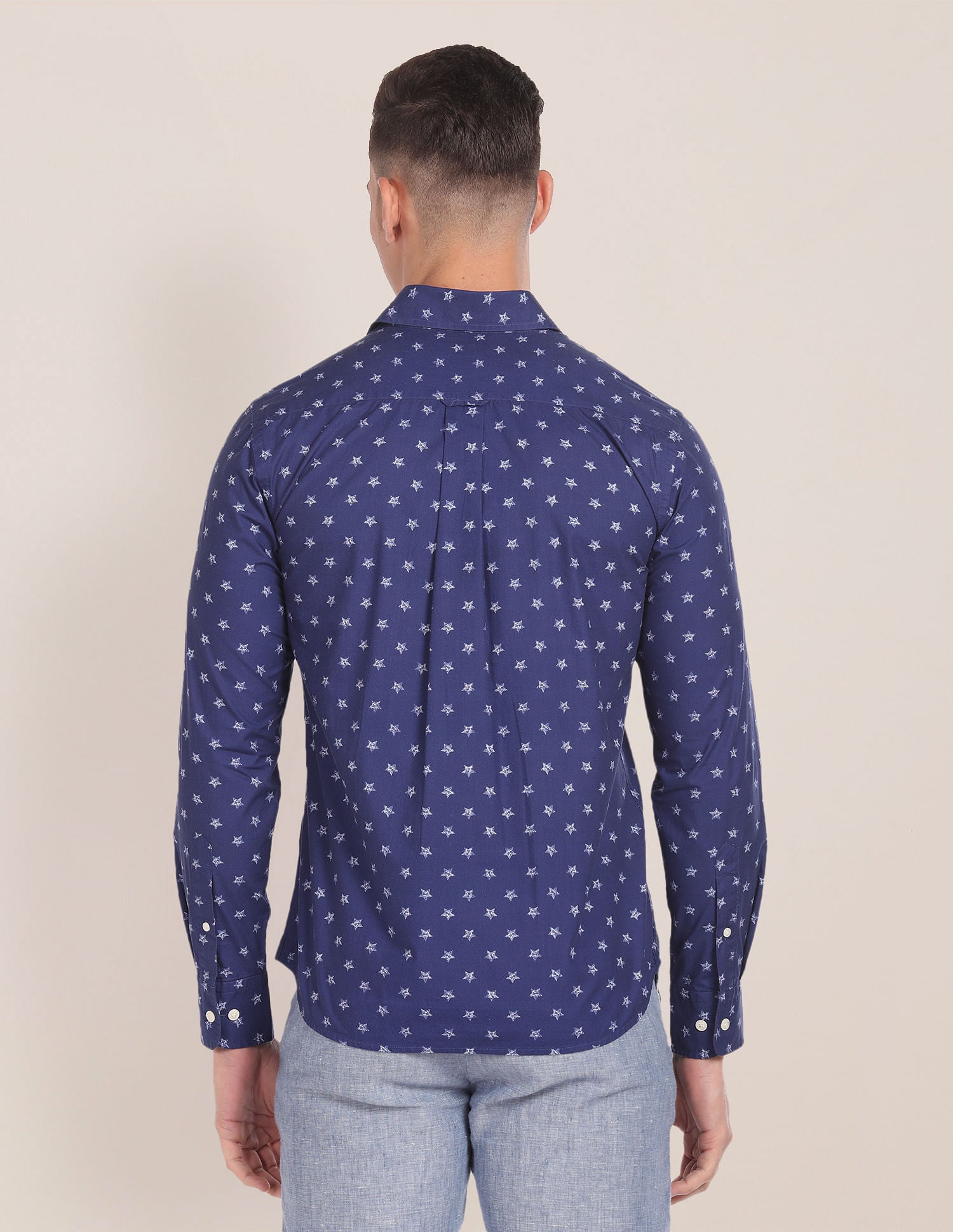 Spread Collar Geometric Print Shirt Navy - U.S. Polo Assn. India | Large