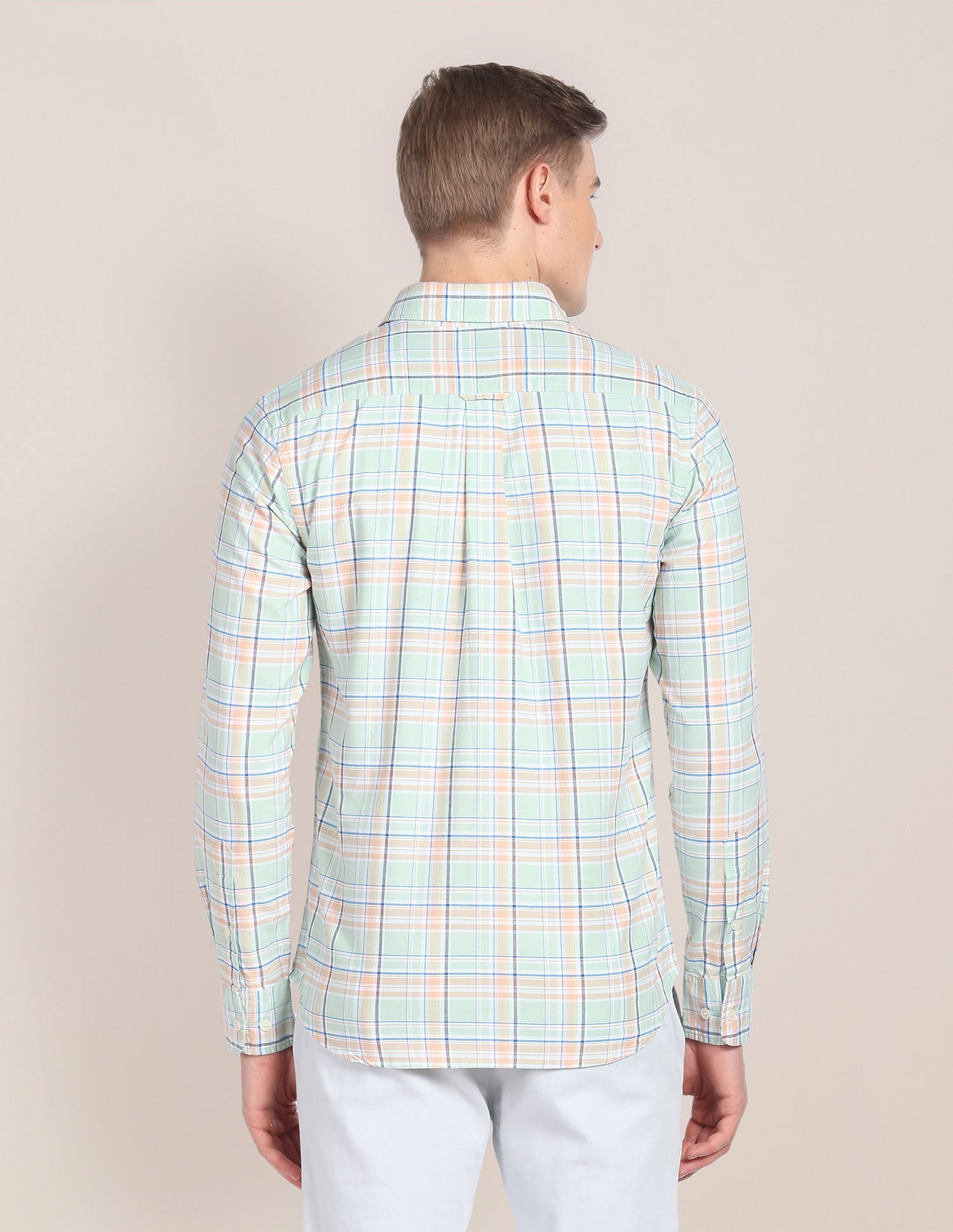 Plaid Check Cotton Shirt Light Green - U.S. Polo Assn. India | Large