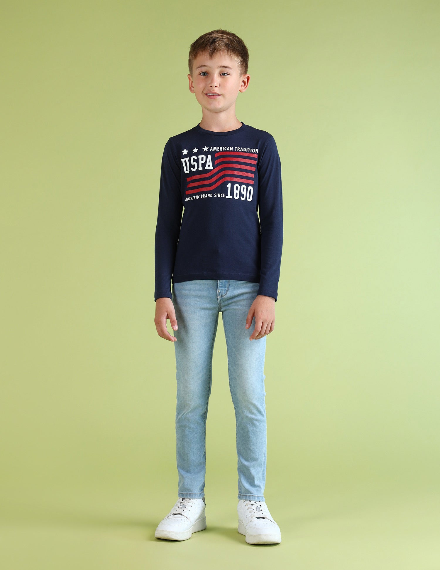 Boys Brand Printed Regular Fit T-Shirt Green - U.S. POLO ASSN. | Large