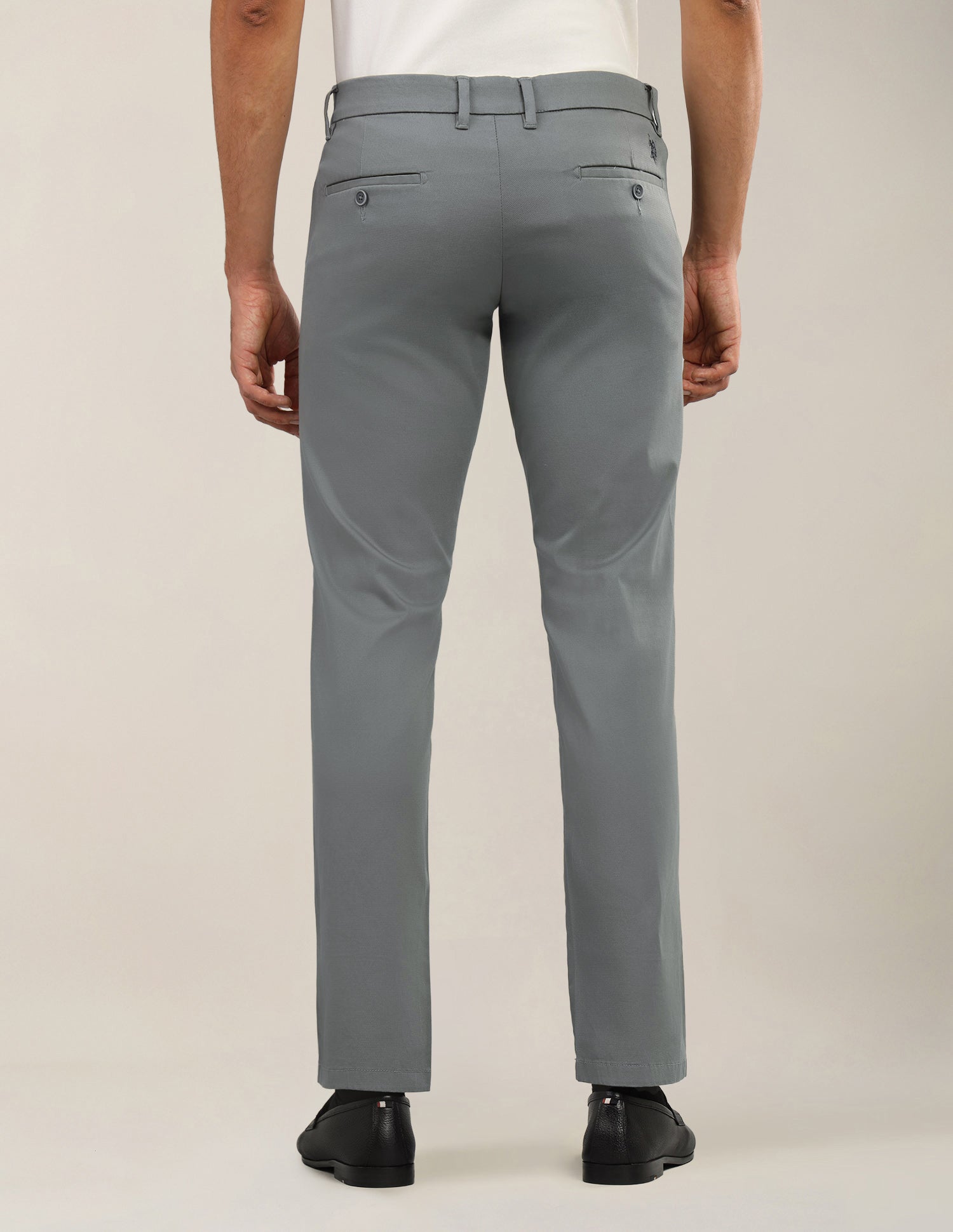 Denver Slim Fit Dobby Trousers Grey - U.S. Polo Assn. India | Large