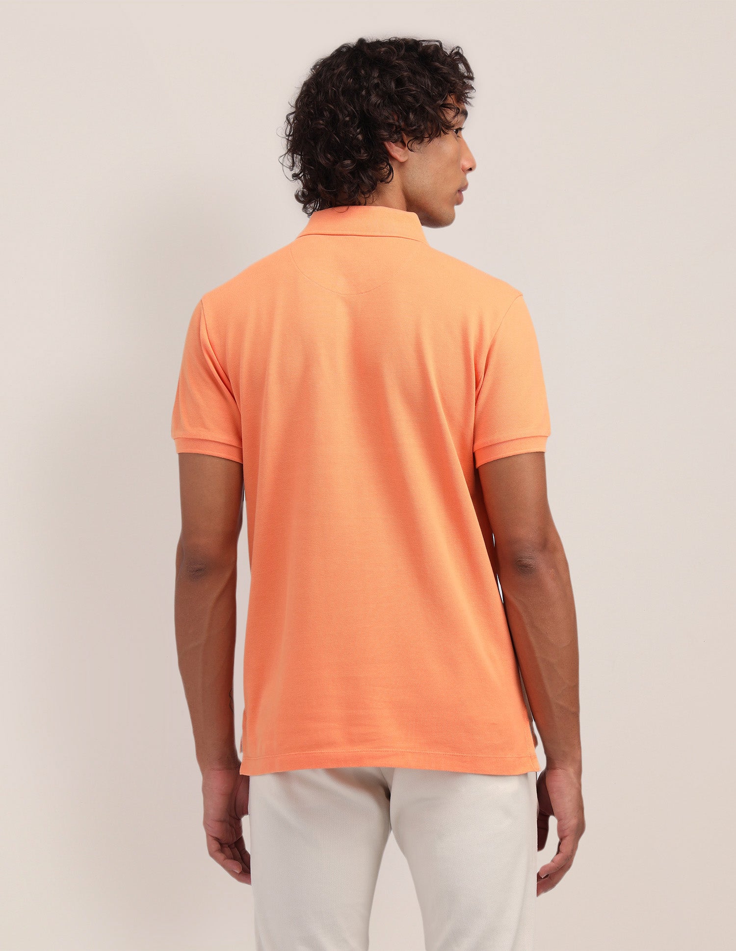 Horizontal Striped Slim Fit Polo Shirt Peach - U.S. Polo Assn. India | Large
