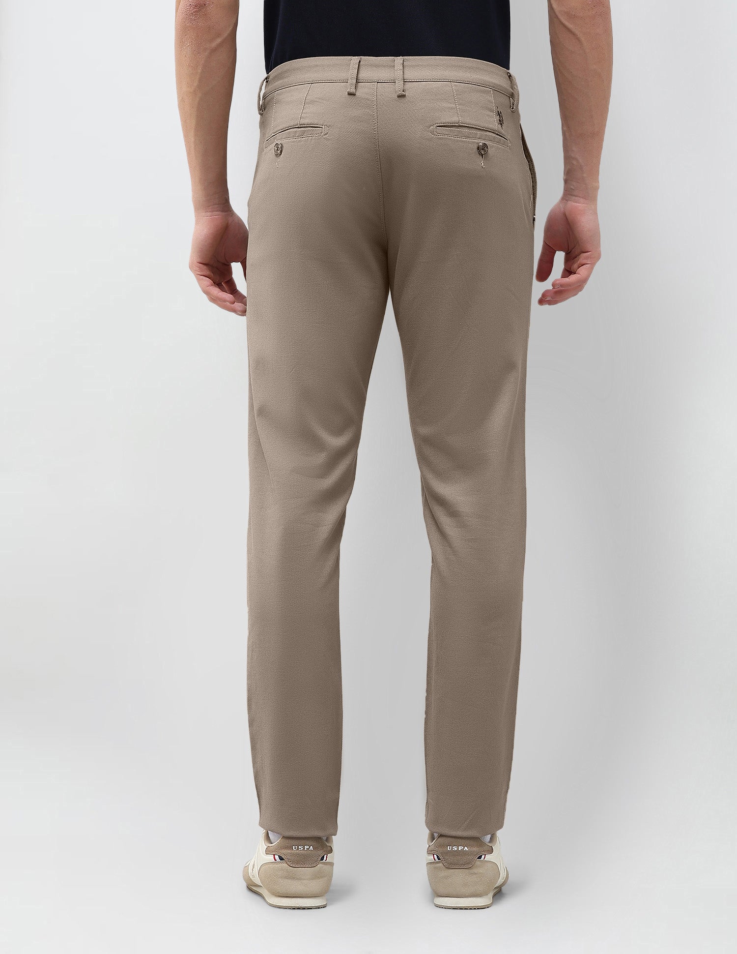 Austin Slim Fit Dobby Trousers Dark Brown - U.S. Polo Assn. India | Large