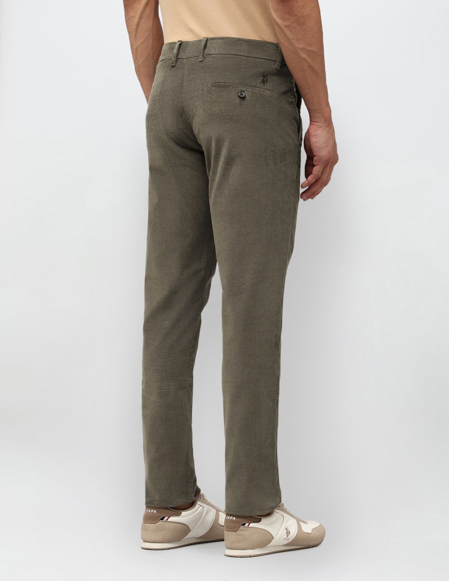 Denver Slim Fit Corduroy Trousers Light Olive - U.S. POLO ASSN. | Large