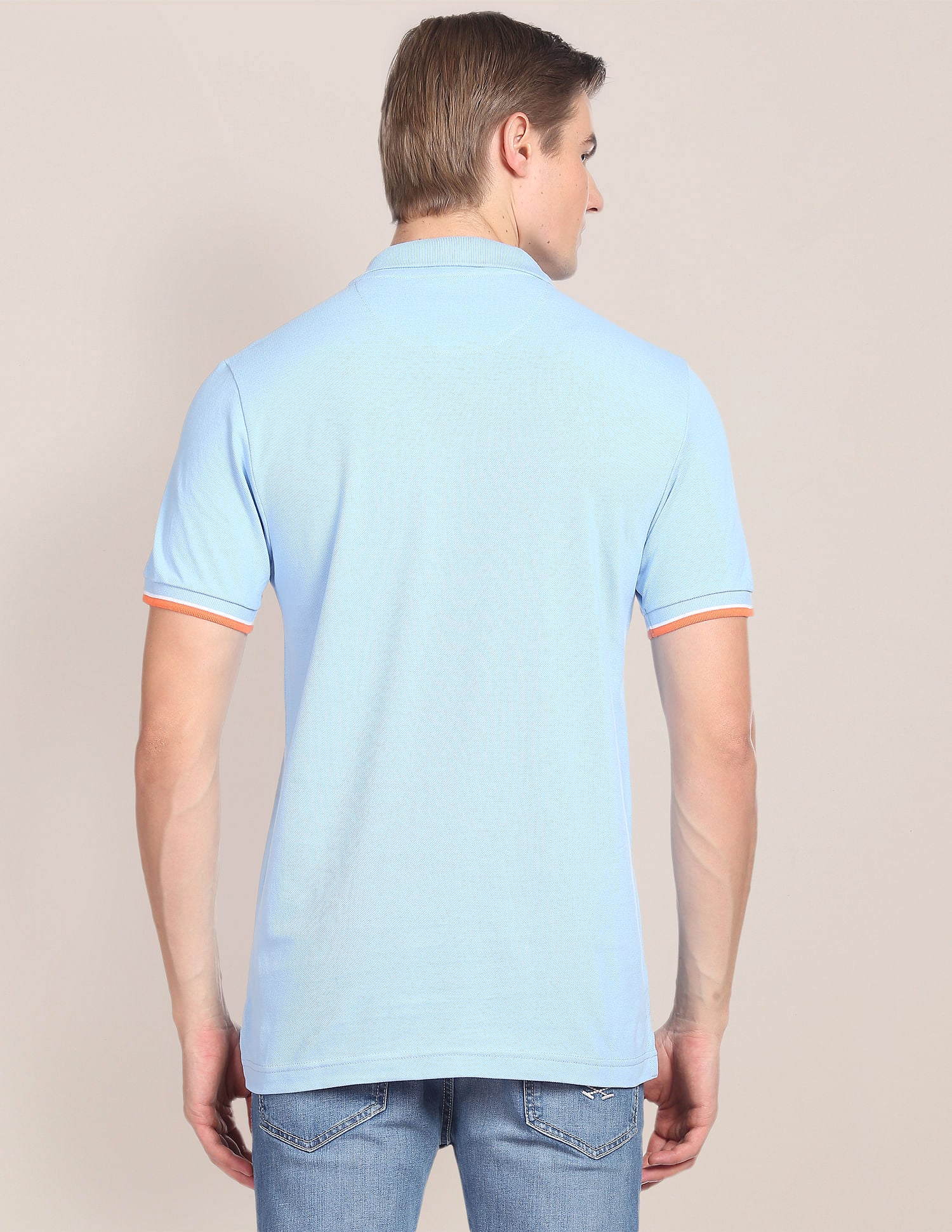 Solid Slim Fit Polo Shirt Light Blue - U.S. Polo Assn. India | Large