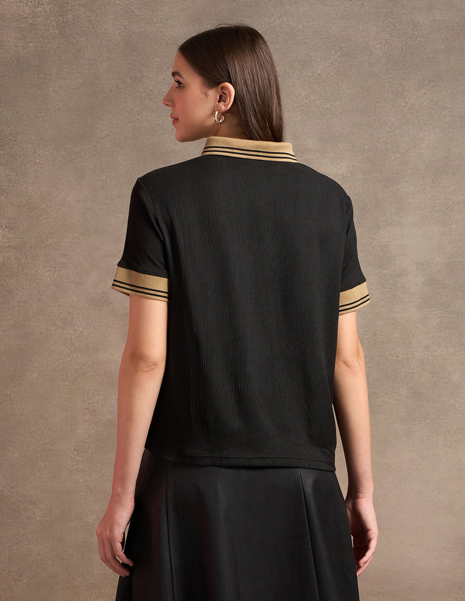 Oversized Fit Textured Polo Shirt Black - U.S. POLO ASSN. | Large