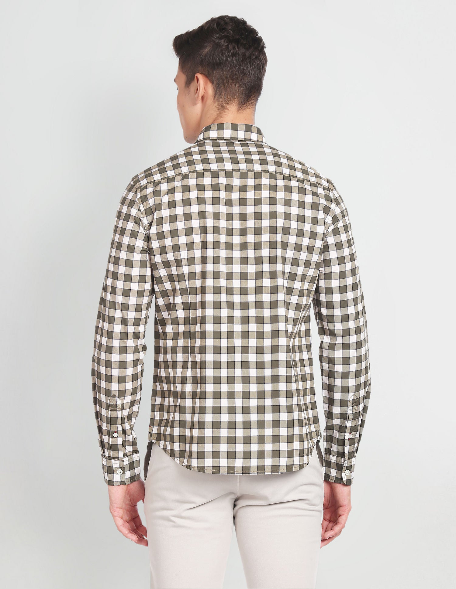 Gingham Slim Shirt Khaki - U.S. Polo Assn. India | Large