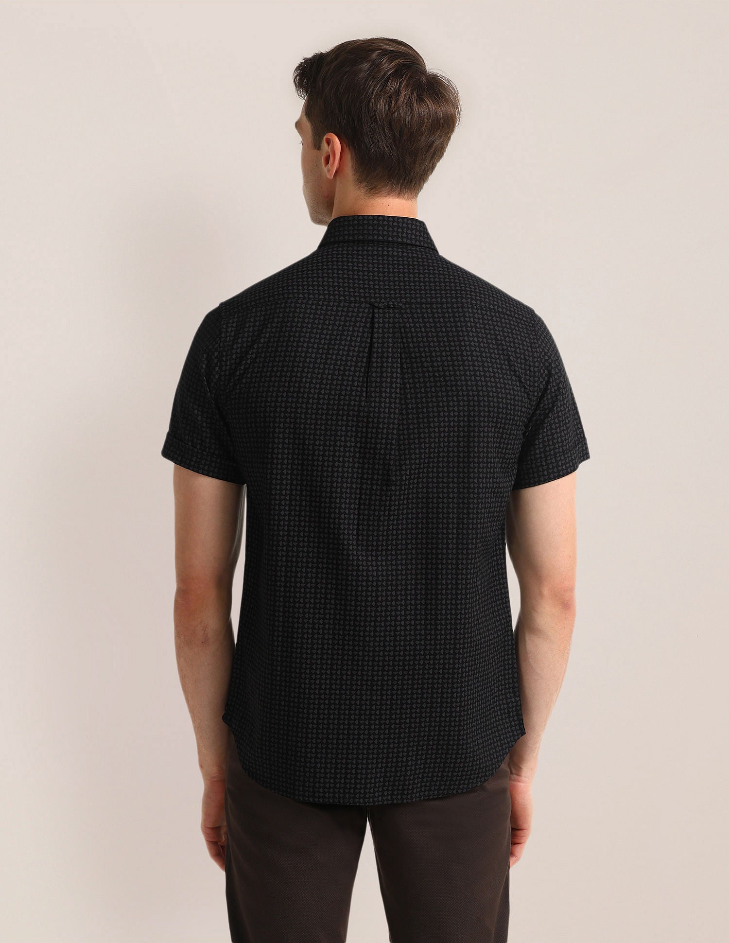 Tailored Fit Geometric Shirt Black - U.S. Polo Assn. India | Large