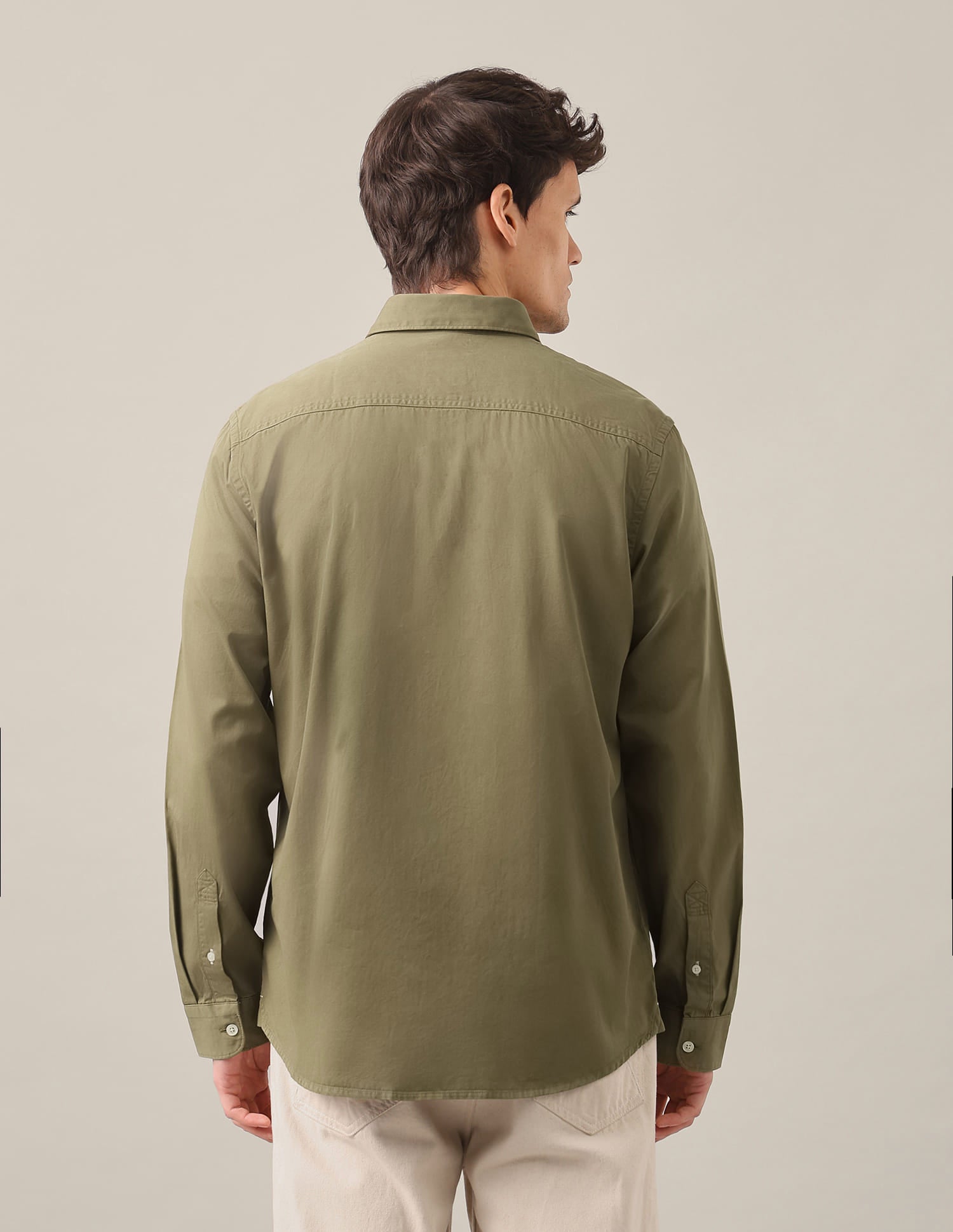 Slim Fit Cotton Shirt Dark Green - U.S. Polo Assn. India | Large