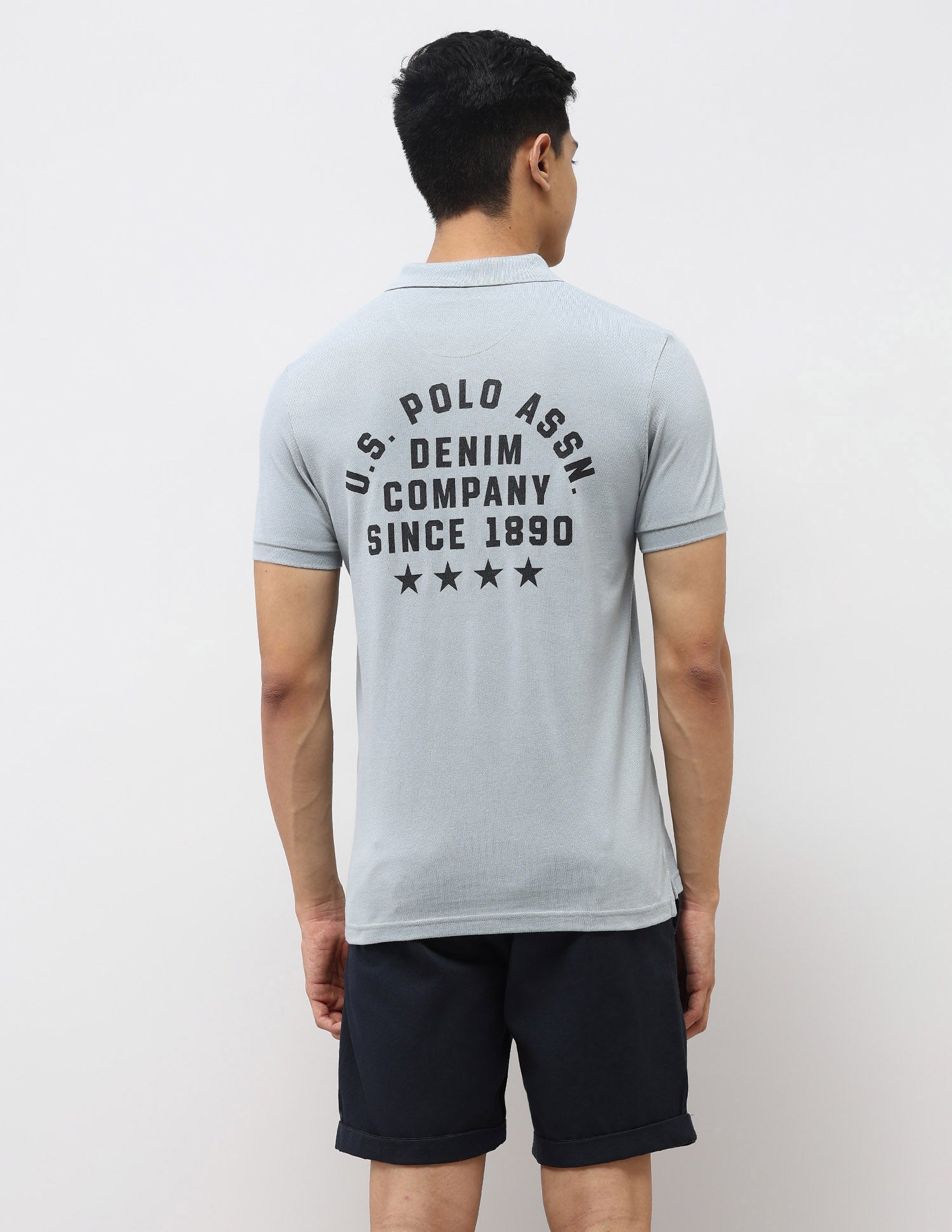 Brand Embossed Muscle Fit Polo Shirt Light Grey - U.S. POLO ASSN. | Large