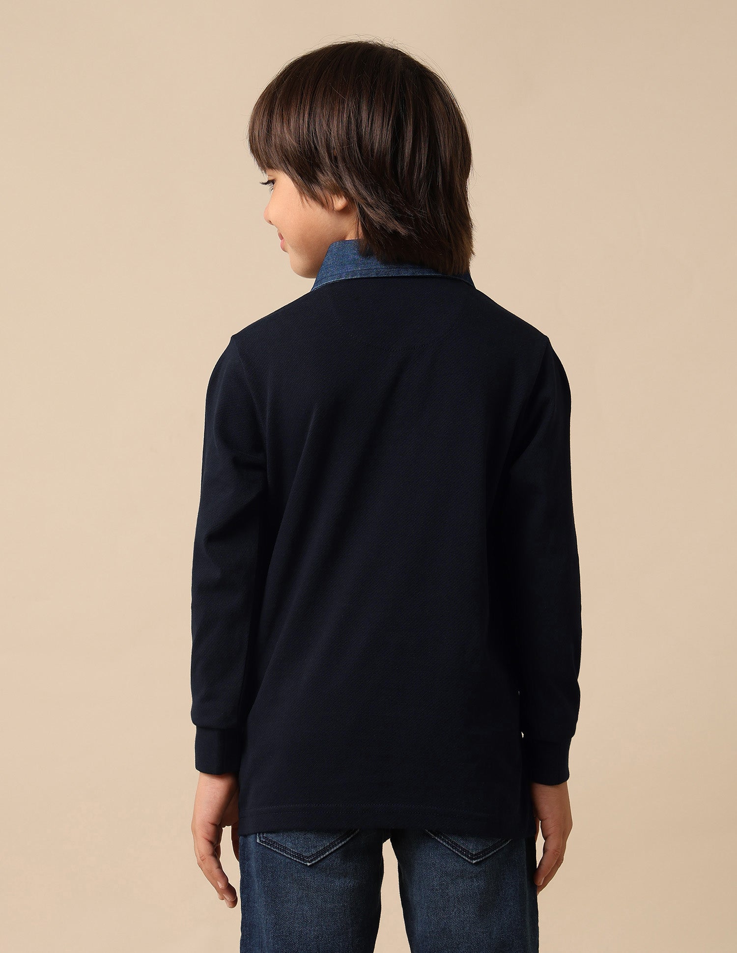 Boys Textured Pure Cotton Polo Shirt Navy - U.S. POLO ASSN. | Large