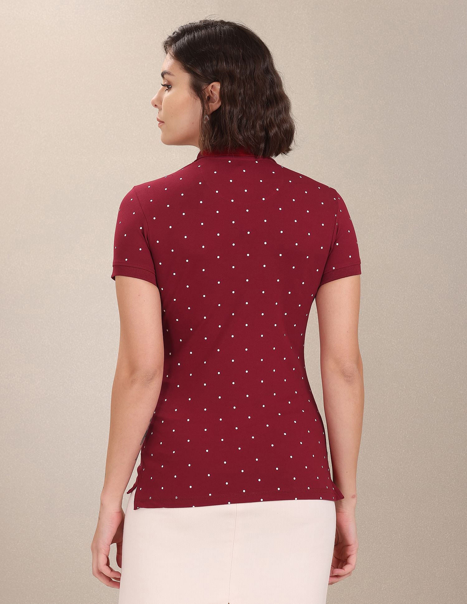 Polka Dot Pique Polo Shirt Dark Red - U.S. POLO ASSN. | Large