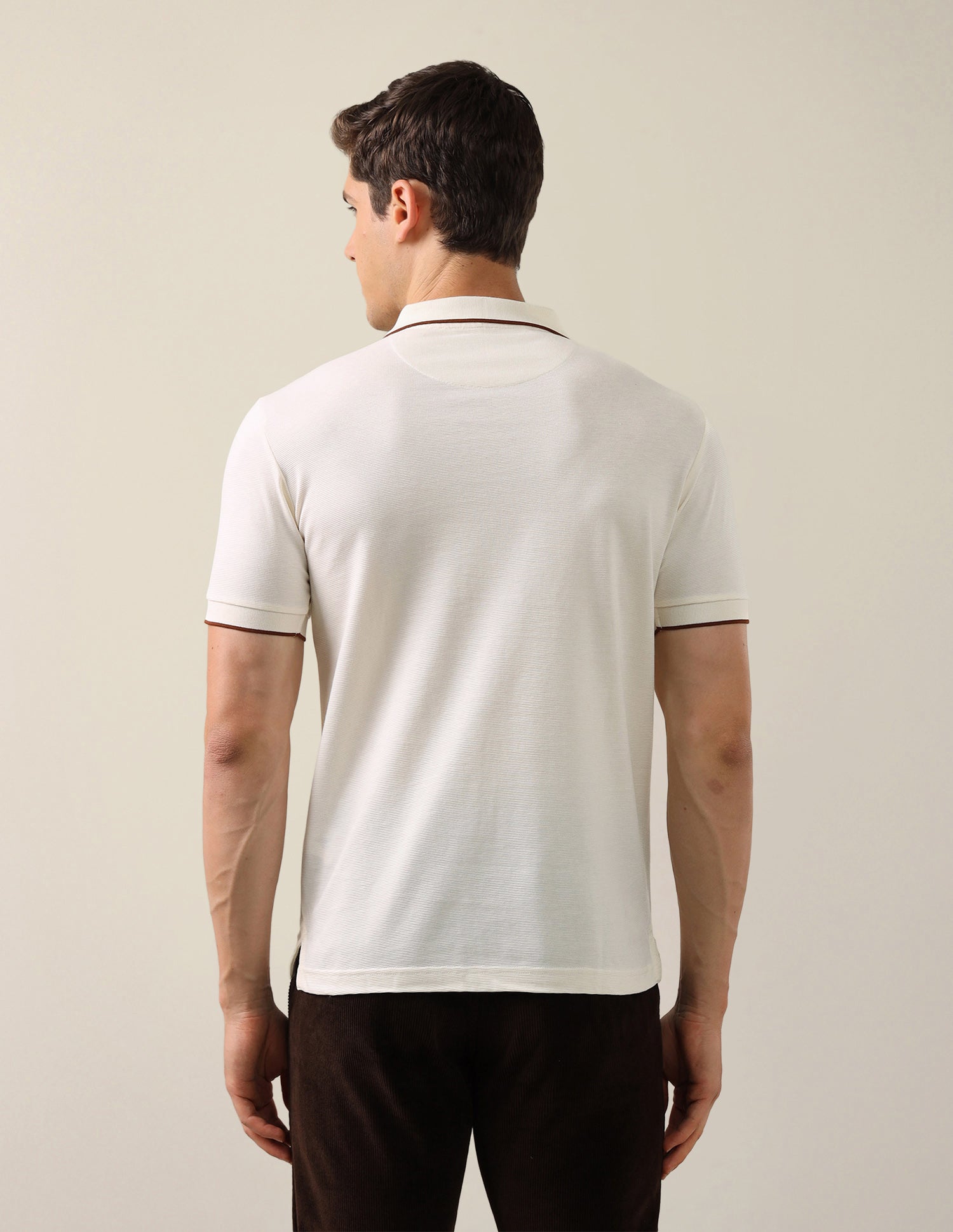 Solid Slim Fit Polo Shirt Off White - U.S. Polo Assn. India | Large