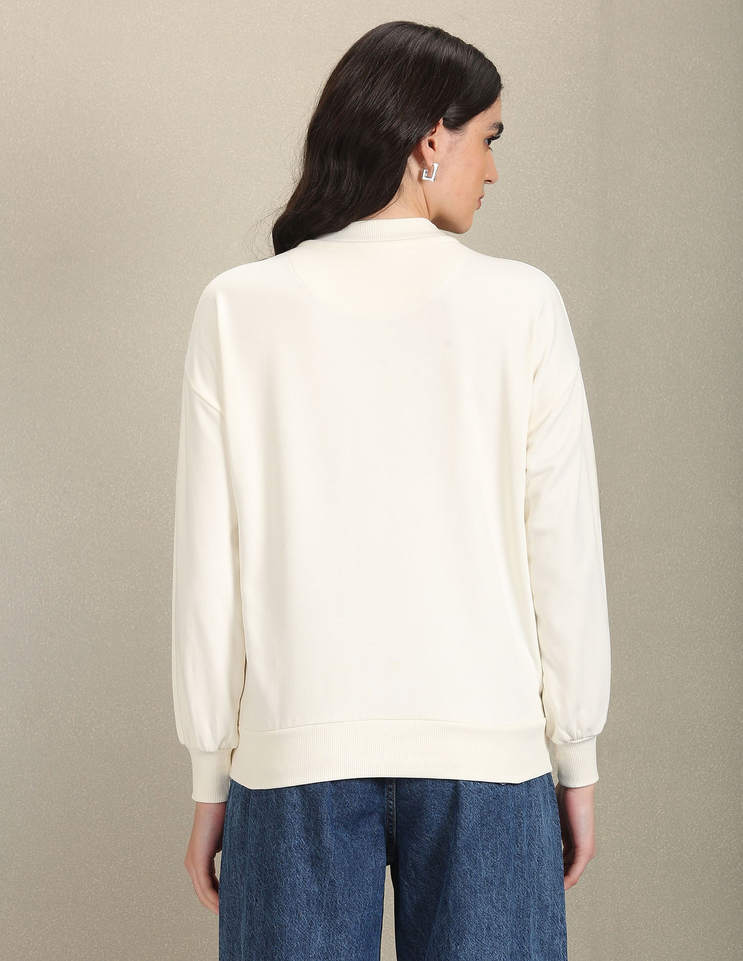 Mock Neck Brand Print Sweatshirt White - U.S. POLO ASSN. | Large