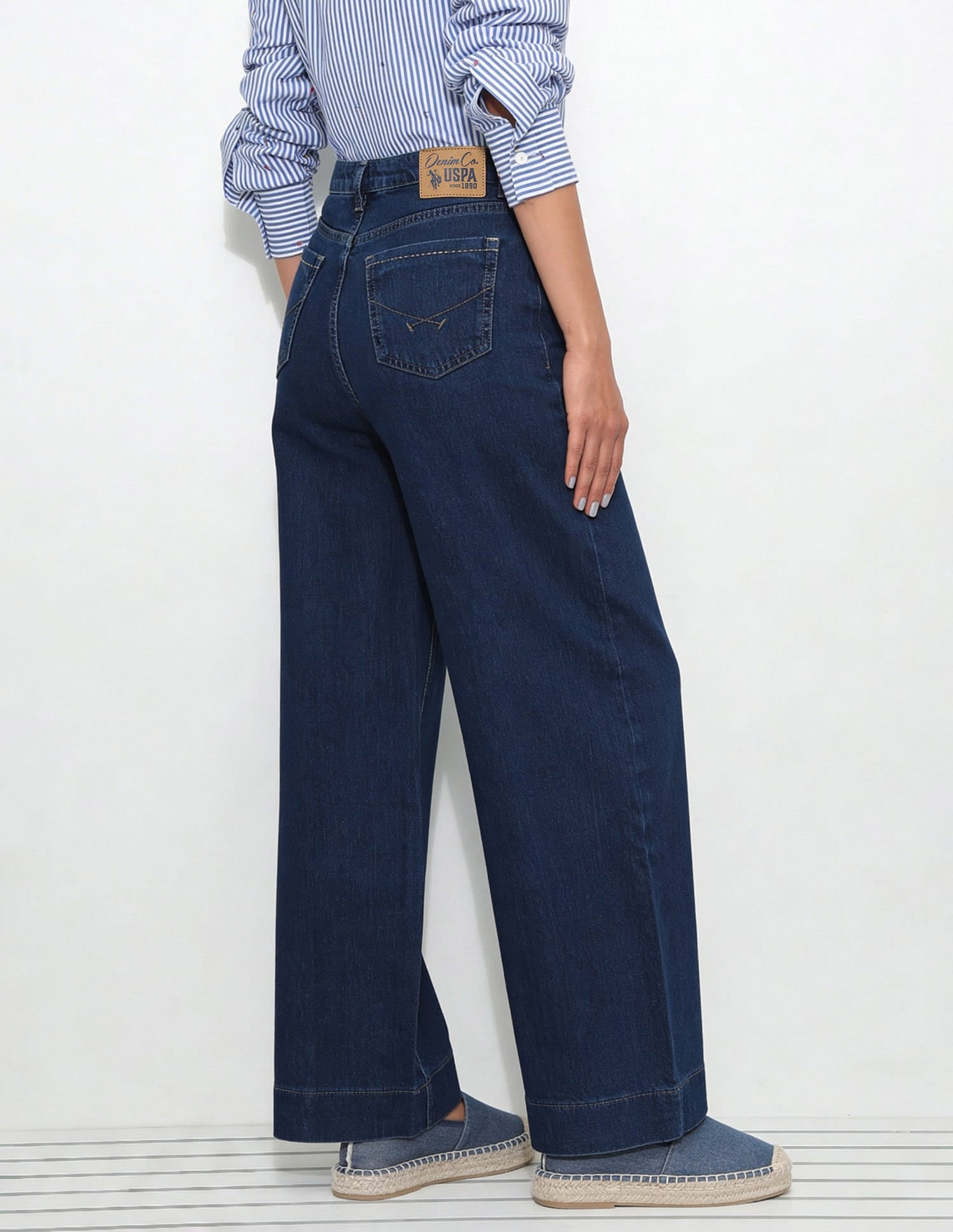 High Rise Wide Leg Fit Jeans Blue - U.S. Polo Assn. India | Large