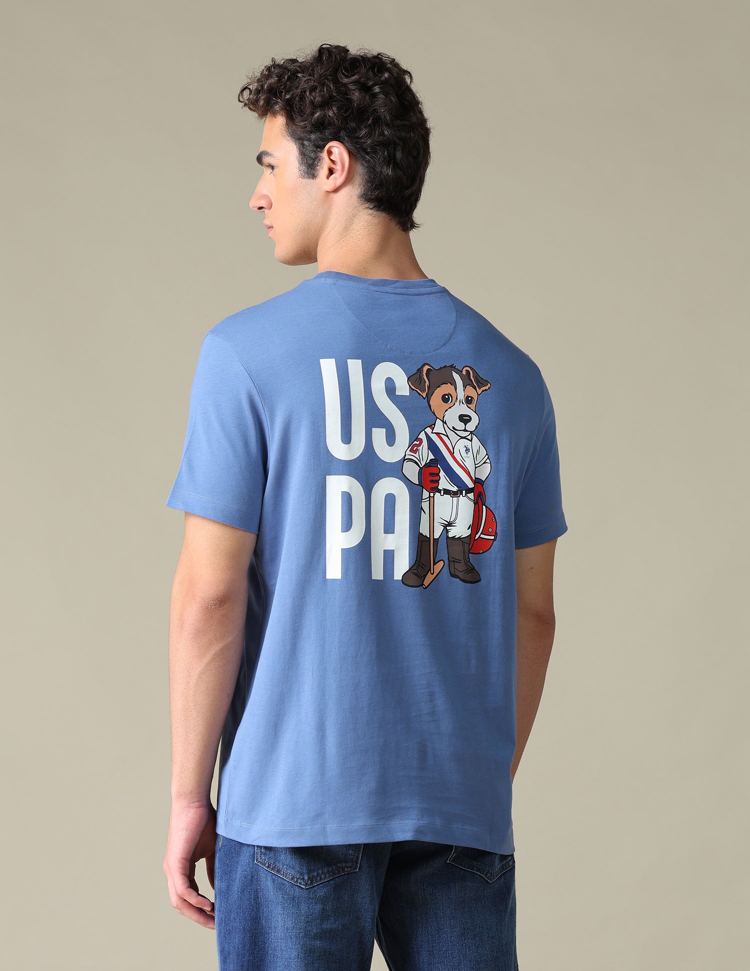Graphic Brand Printed Slim Fit T-Shirt Blue - U.S. Polo Assn. India | Large