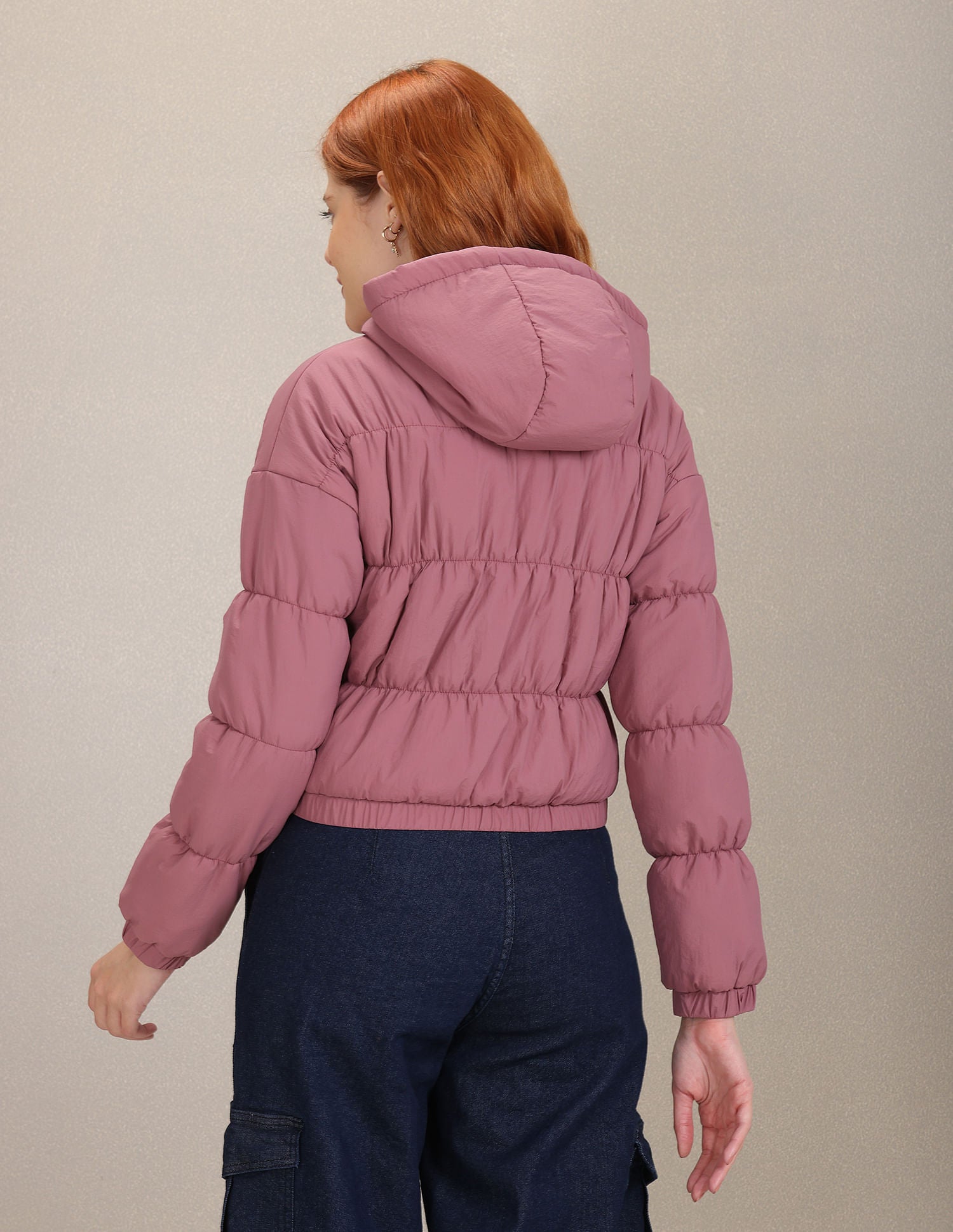 Gathered Solid Hood Jacket Mauve - U.S. POLO ASSN. | Large