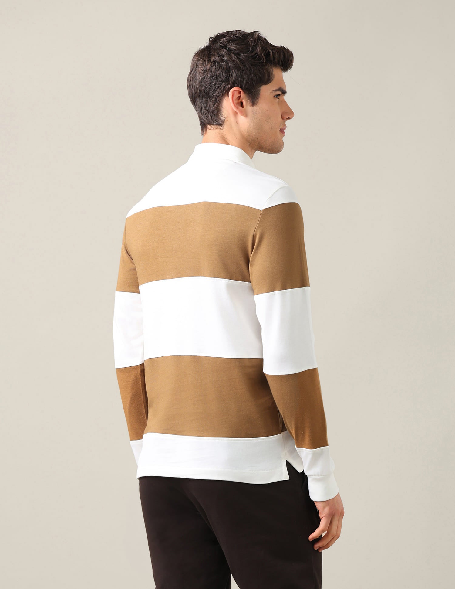 Horizontal Striped Slim Fit Polo Shirt Brown - U.S. Polo Assn. India | Large