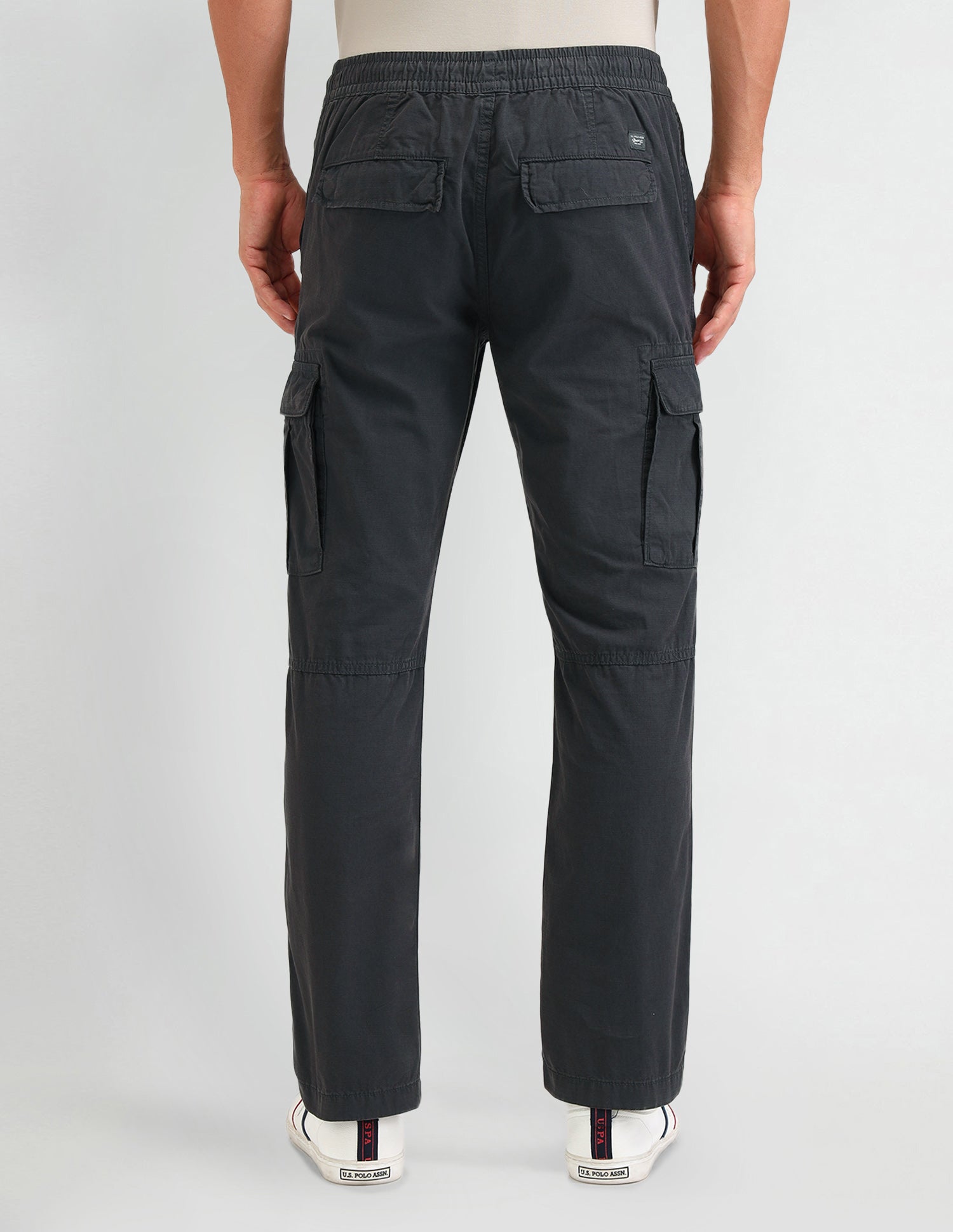 Straight Fit Textured Trousers Charcoal - U.S. Polo Assn. India | Large