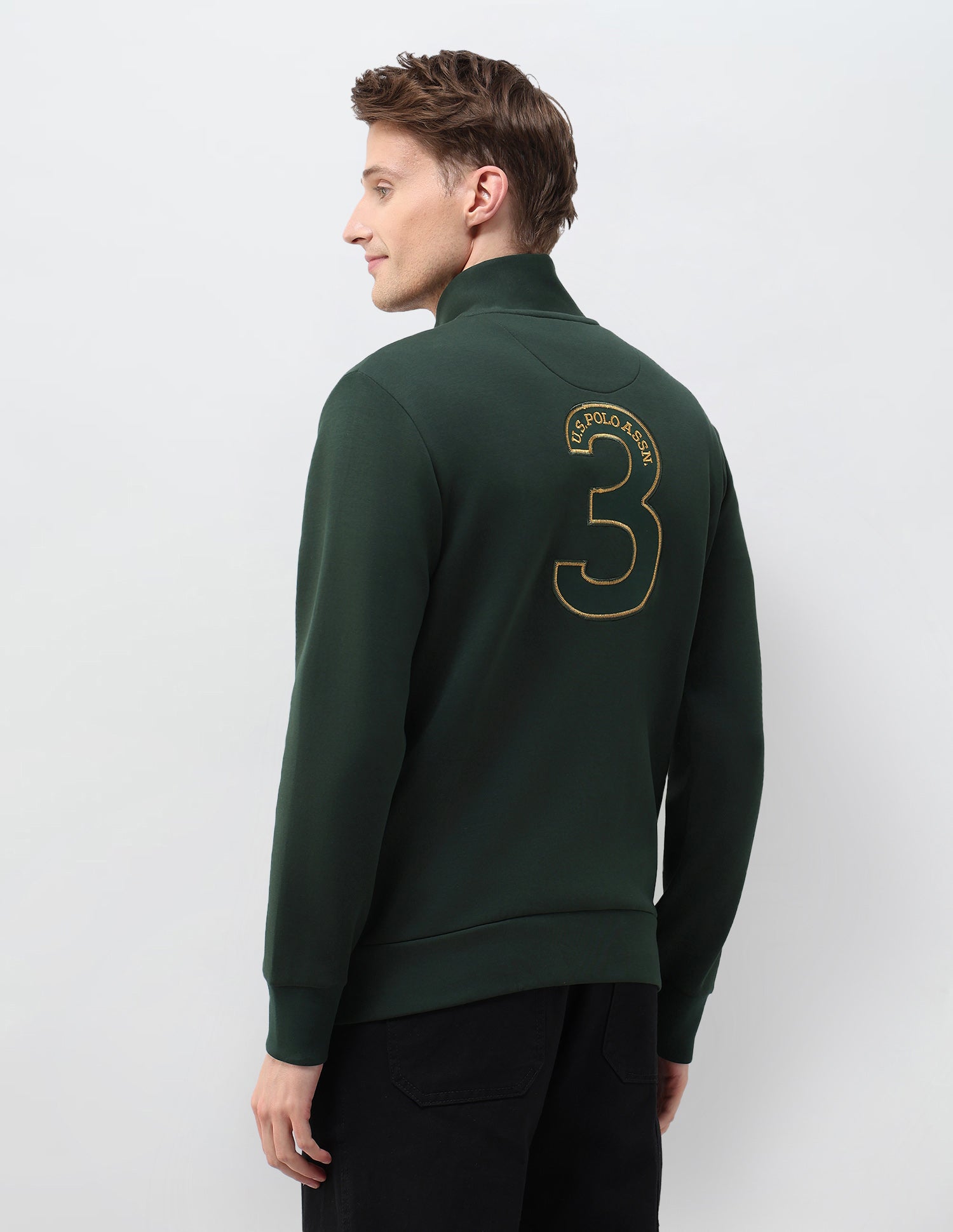 Numeric Brand Embroidered Zipper Sweatshirt Dark Green - U.S. POLO ASSN. | Large