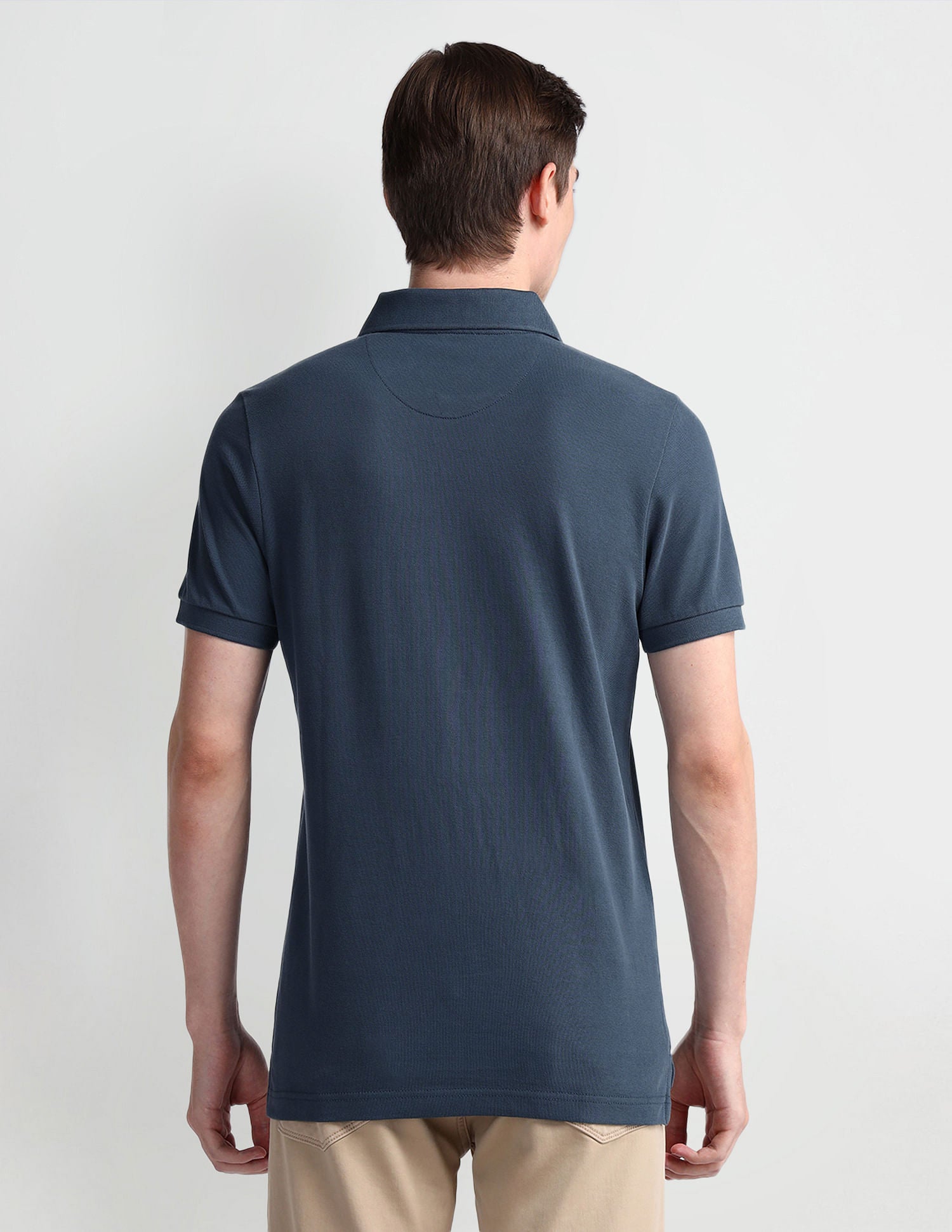 Muscle Fit Solid Polo Shirt Dark-Blue - U.S. Polo Assn. India | Large