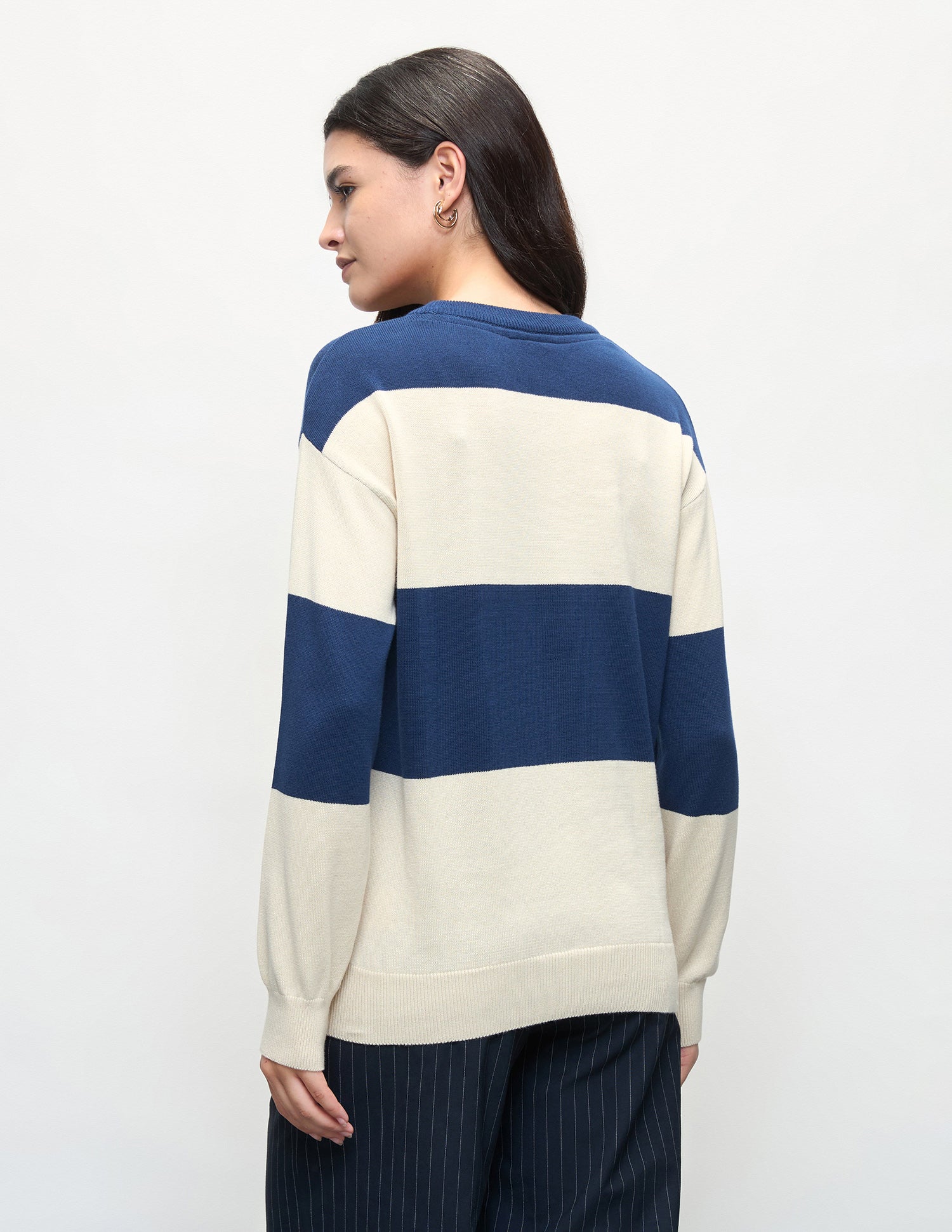 Colour Block Regular Fit Sweater White - U.S. Polo Assn. India | Large