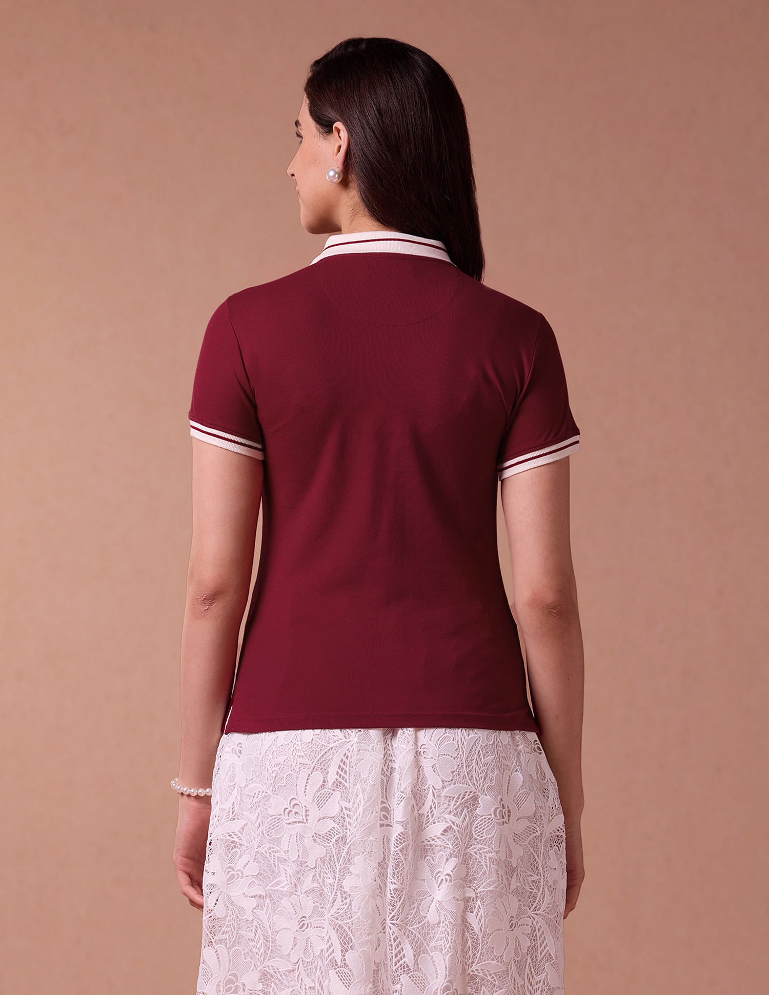 Contrast Collar Cotton Polo Shirt Maroon - U.S. POLO ASSN. | Large