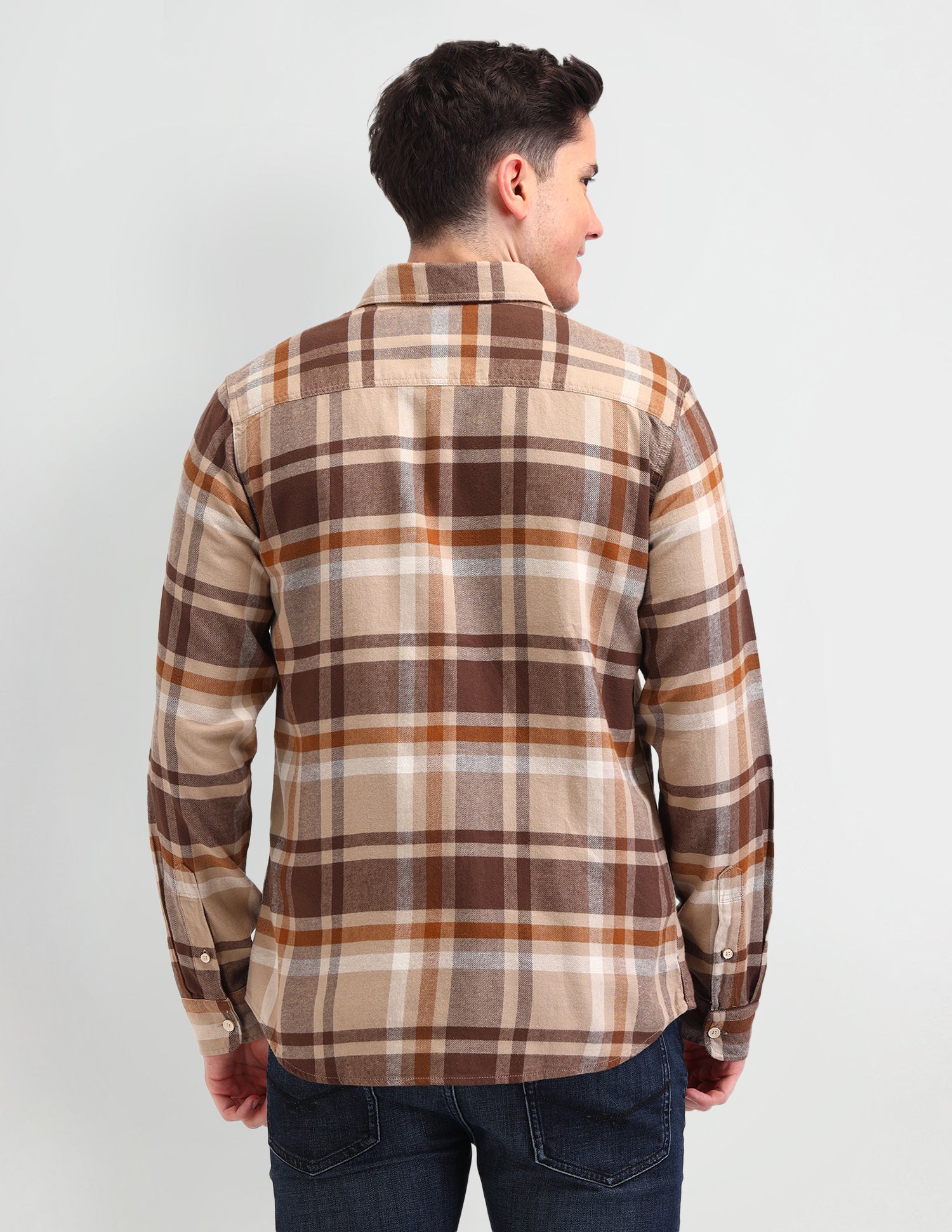 Dupplin Checked Cotton Shirt Khaki - U.S. Polo Assn. India | Large
