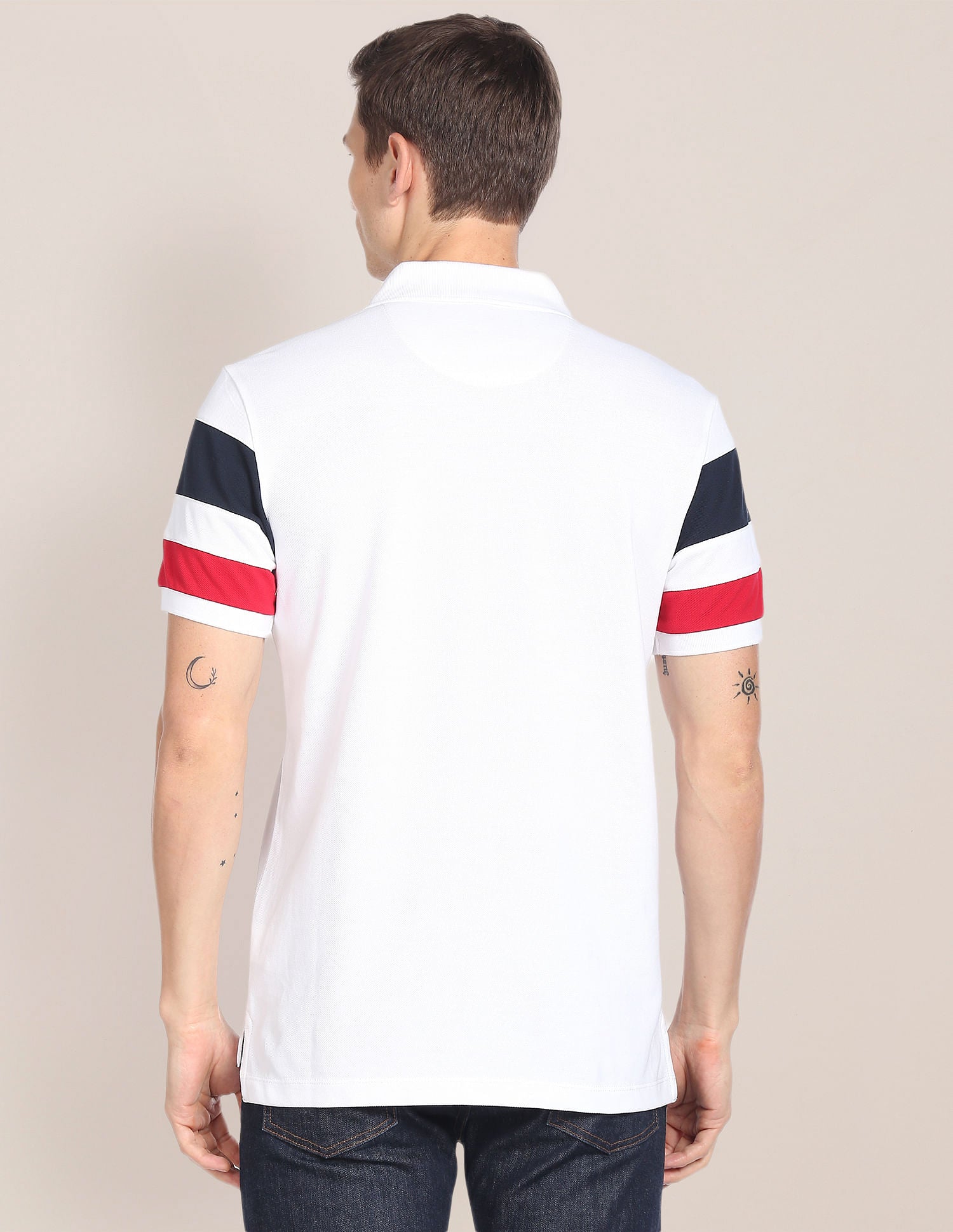 Striped Sleeve Cotton Polo Shirt White - U.S. POLO ASSN. | Large