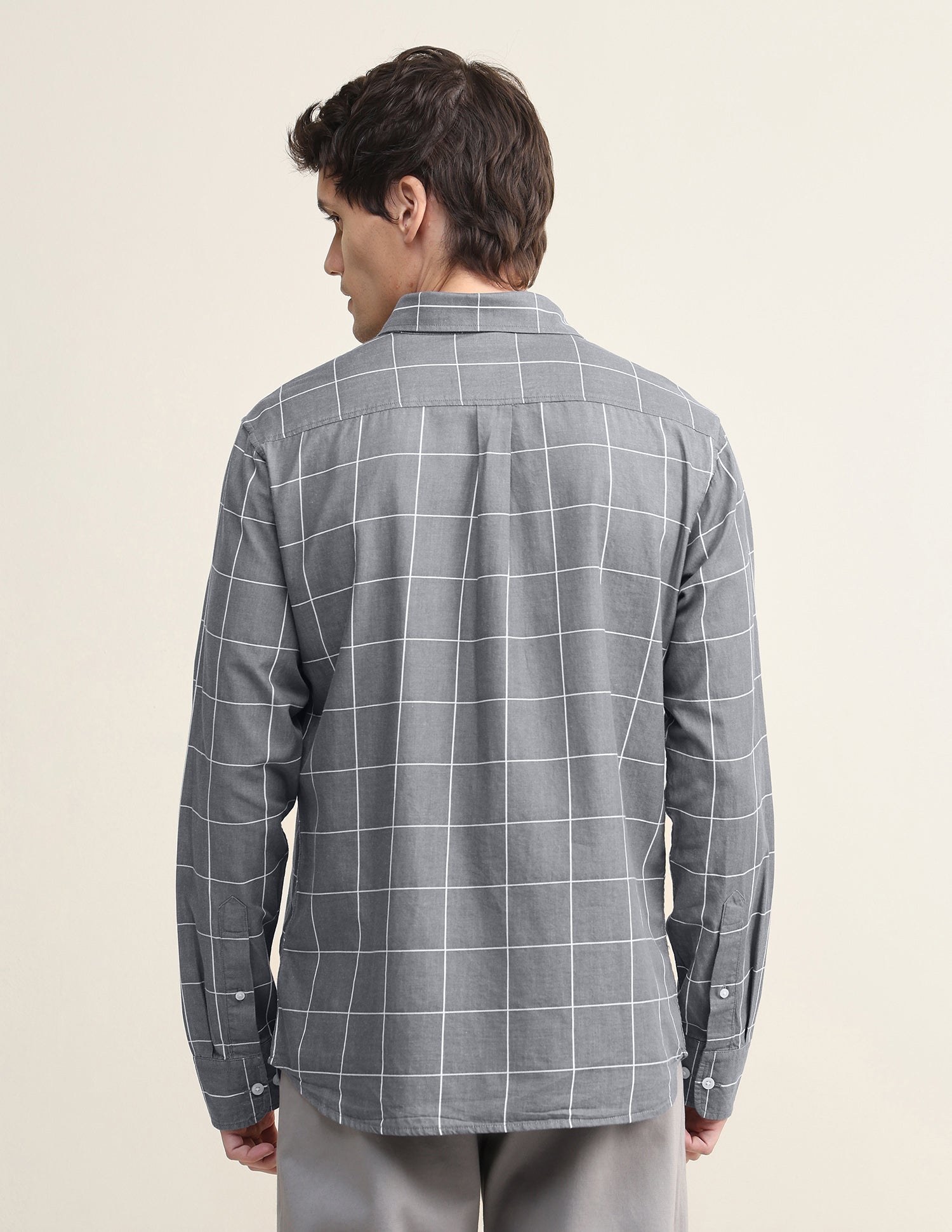 Windowpane Checked Twill Shirt Grey - U.S. Polo Assn. India | Large