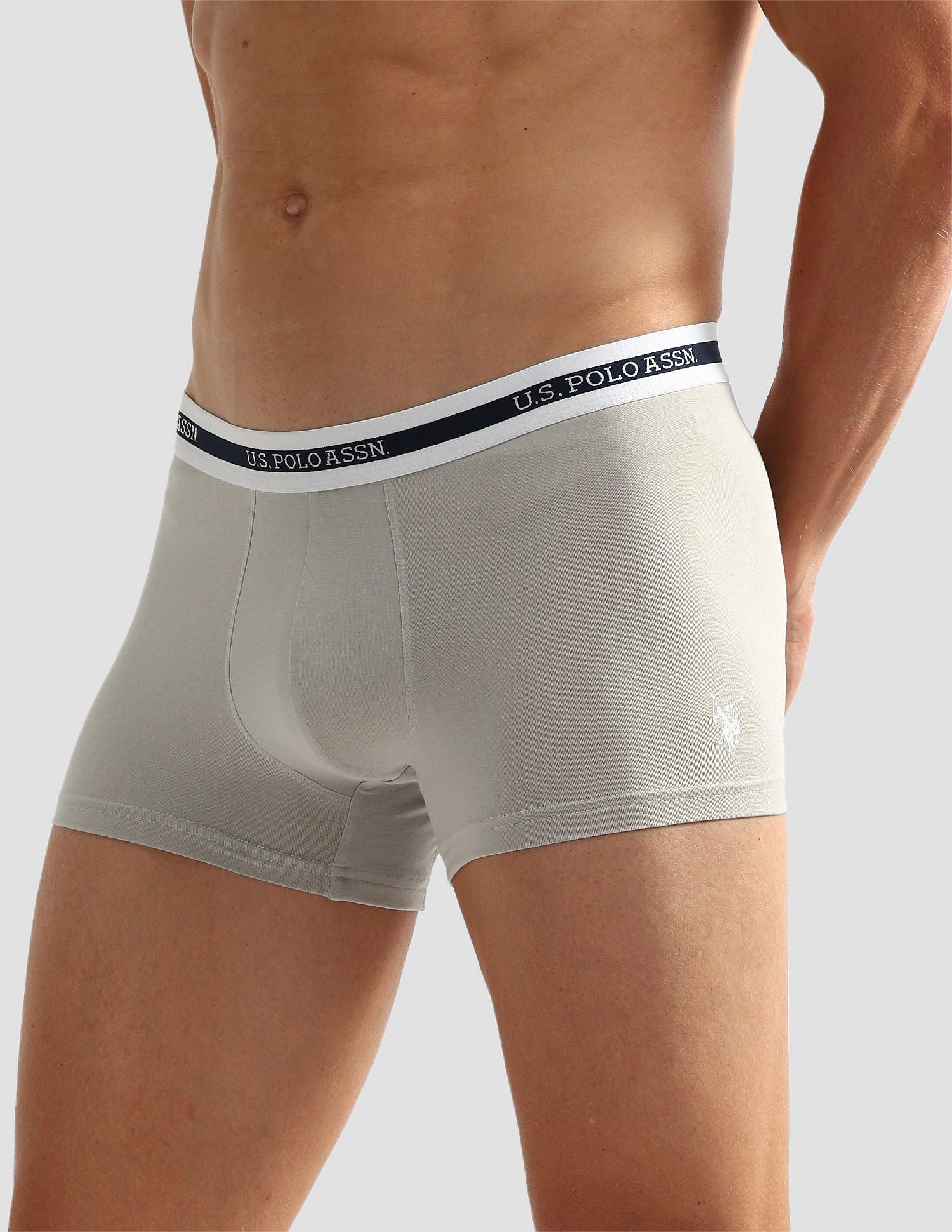 Elastic Waistband Ribbed Solid OET09 Trunks - Pack Of 2 Fog Grey and Teal Grey - U.S. POLO ASSN. | Large