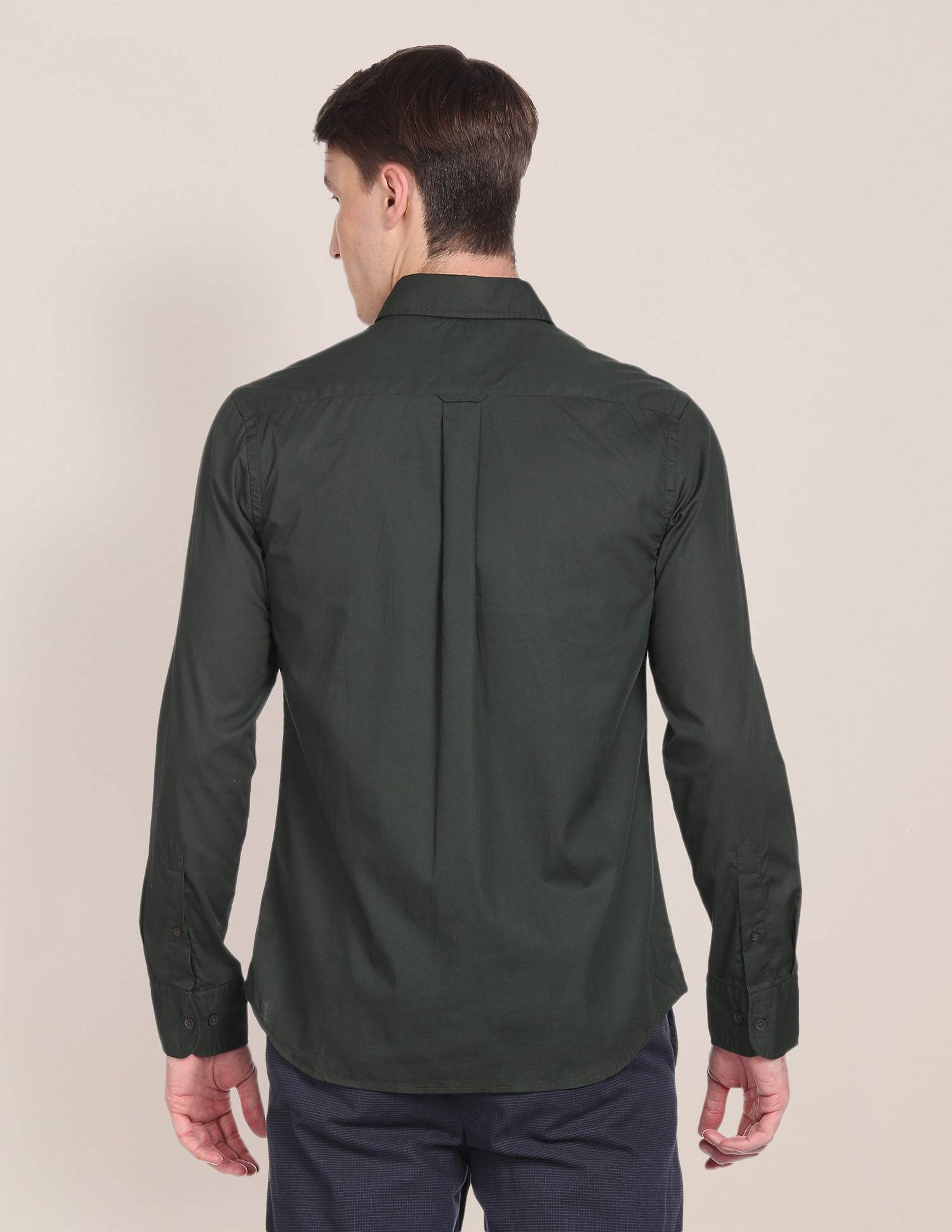 Tailored Regular Fit Solid Casual Shirt Dark Green - U.S. POLO ASSN. | Large