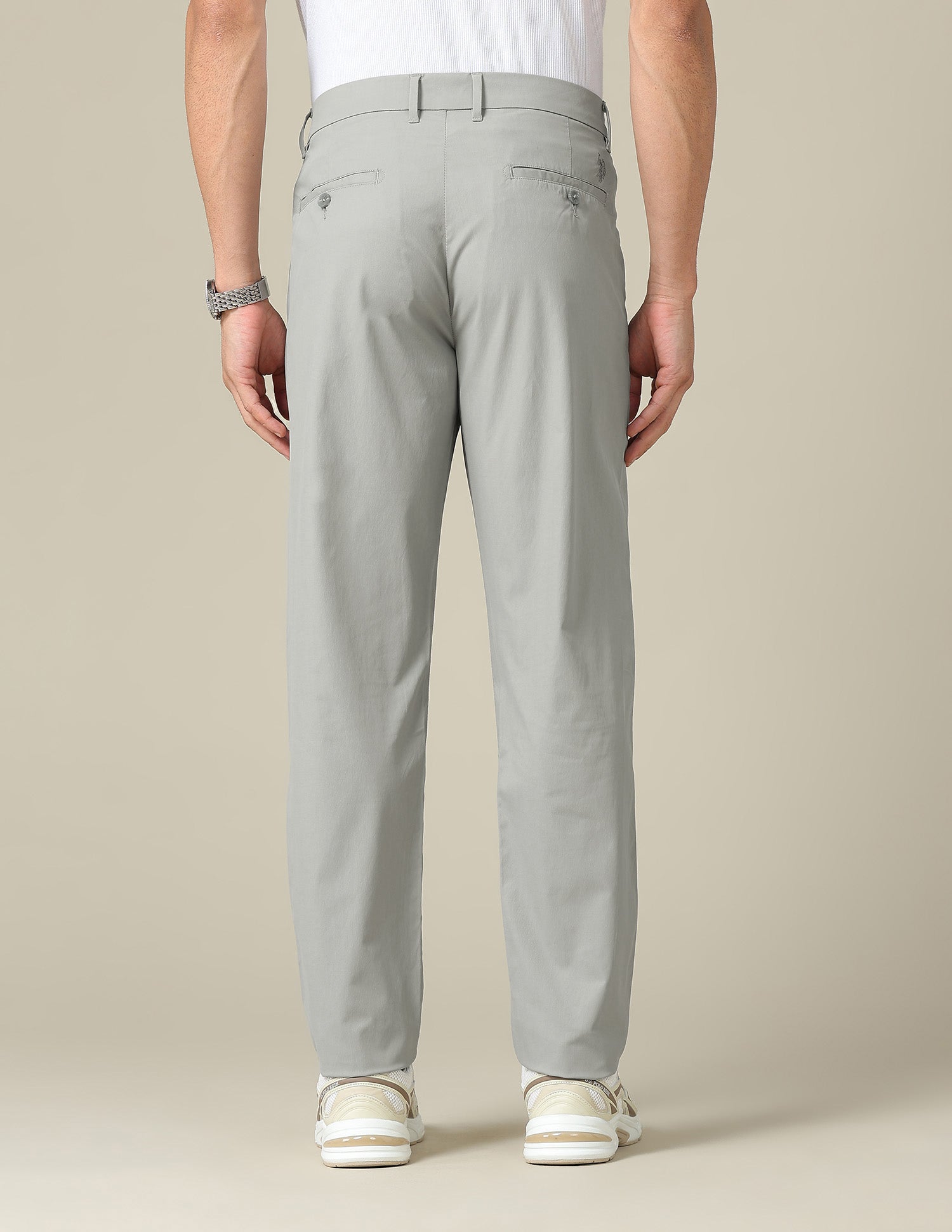 Austin Slim Fit Mid Rise Trousers Light Grey - U.S. POLO ASSN. | Large