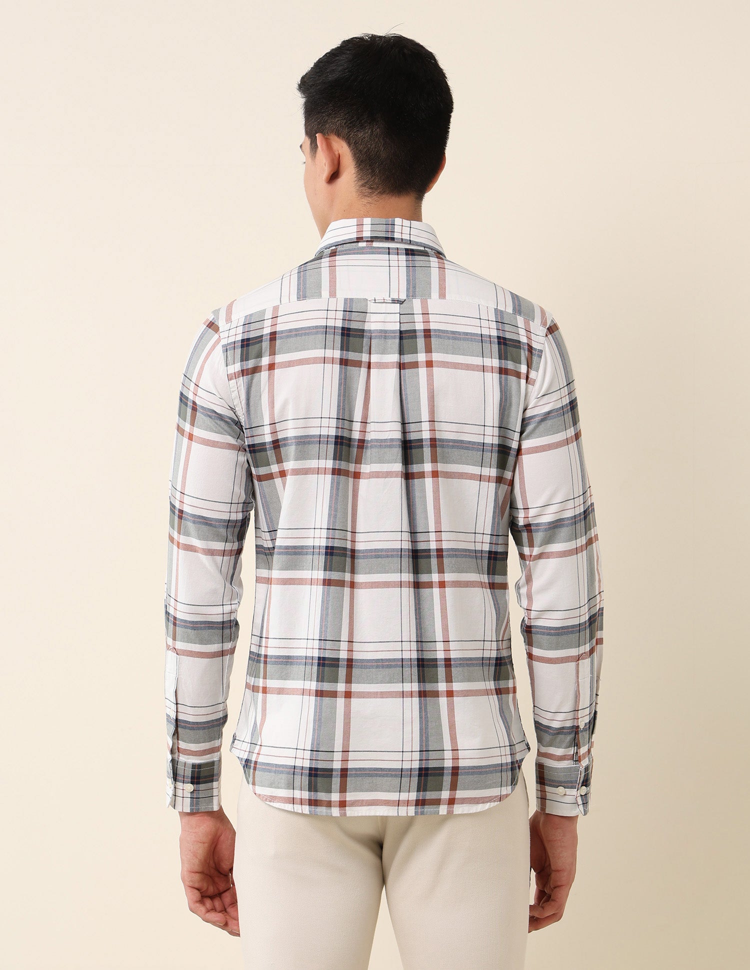 Plaid Checked Pure Cotton Shirt Off White - U.S. Polo Assn. India | Large