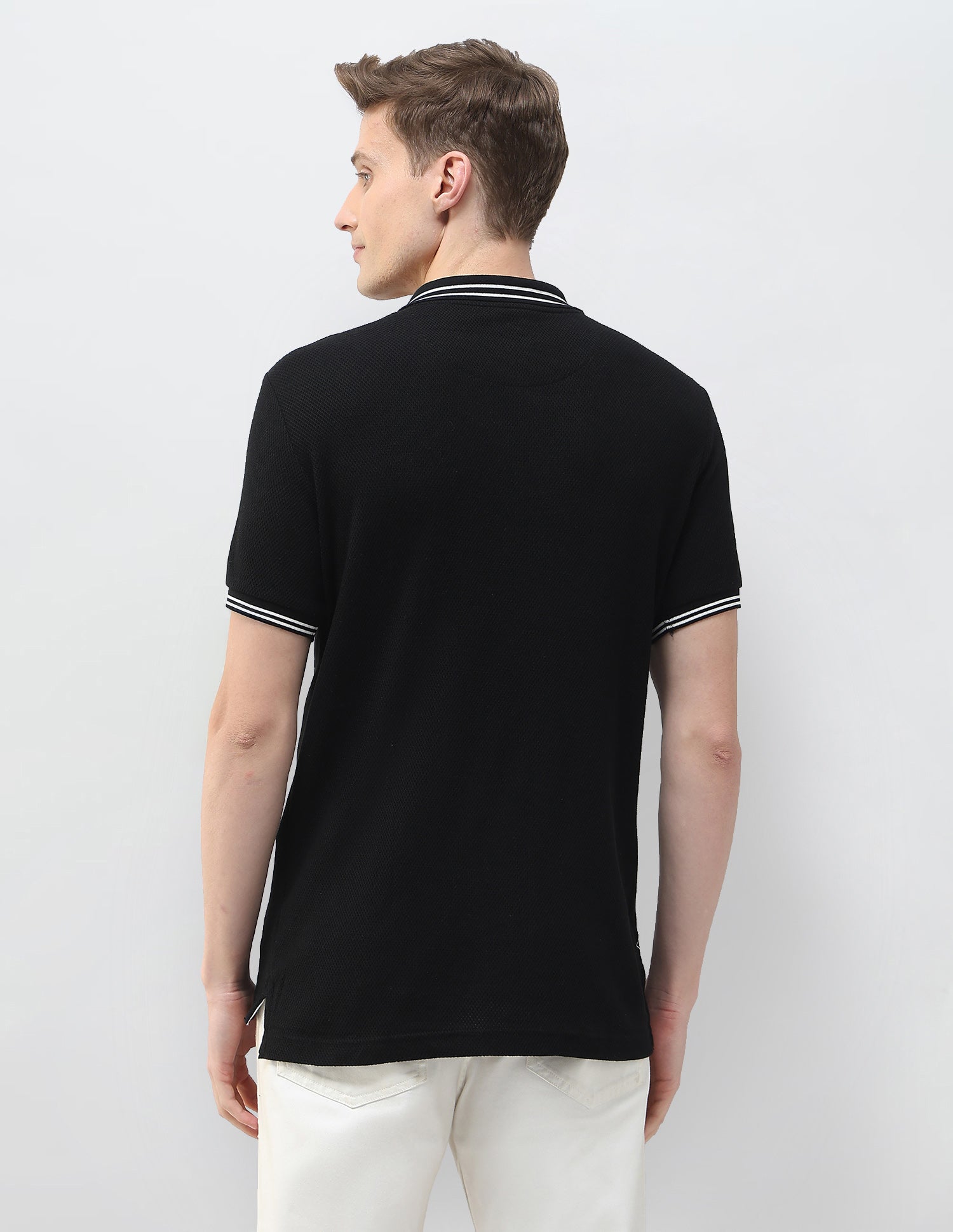 Textured Motel On The Coast Polo Shirt Black - U.S. Polo Assn. India | Large