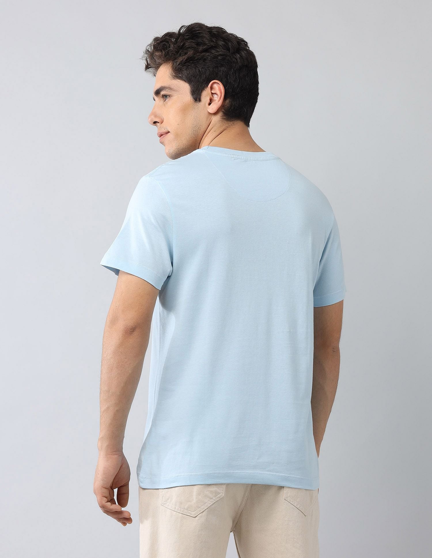 Muscle Fit Brand Printed T-Shirt Light Blue - U.S. Polo Assn. India | Large