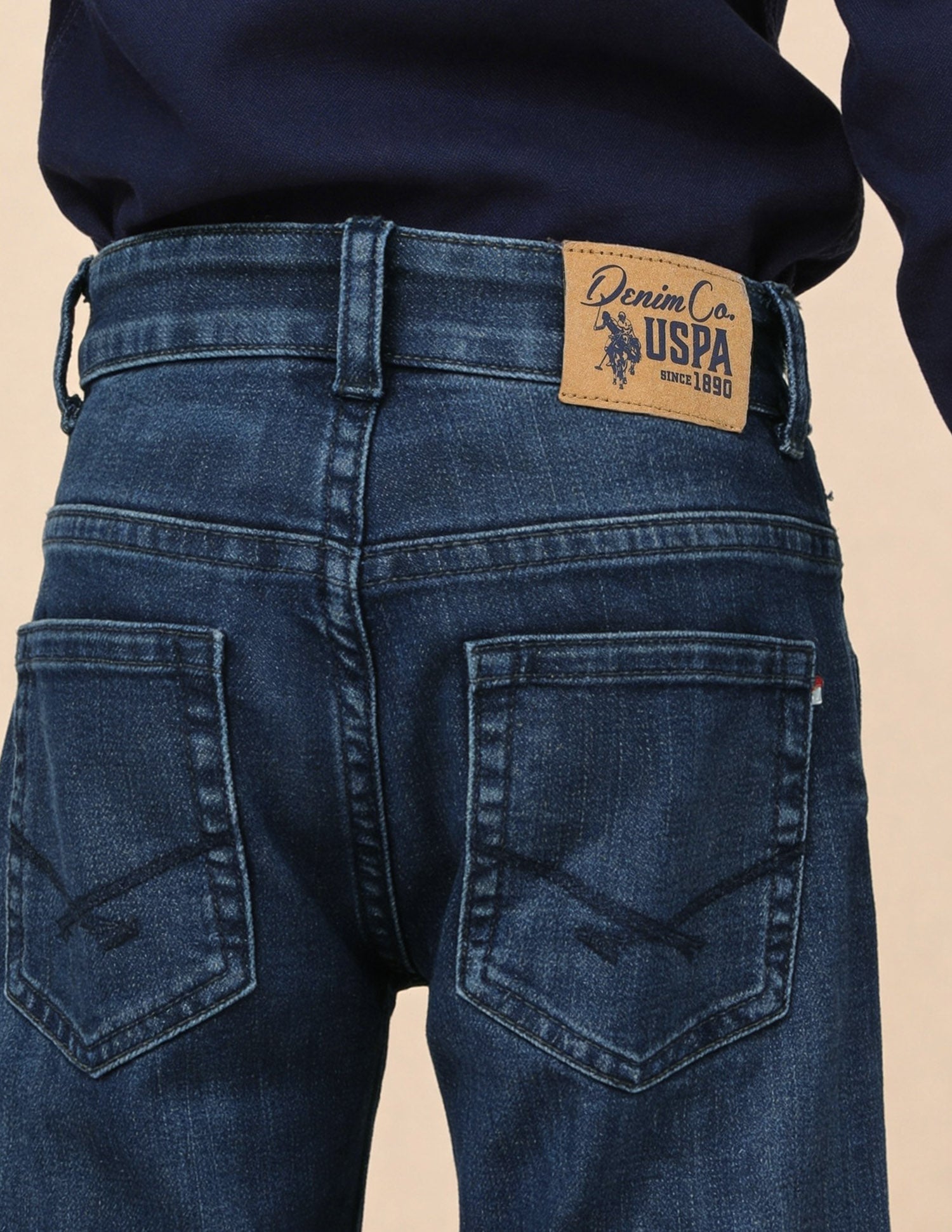 Whiskered Slim Fit Jeans Dark Blue - U.S. Polo Assn. India | Large