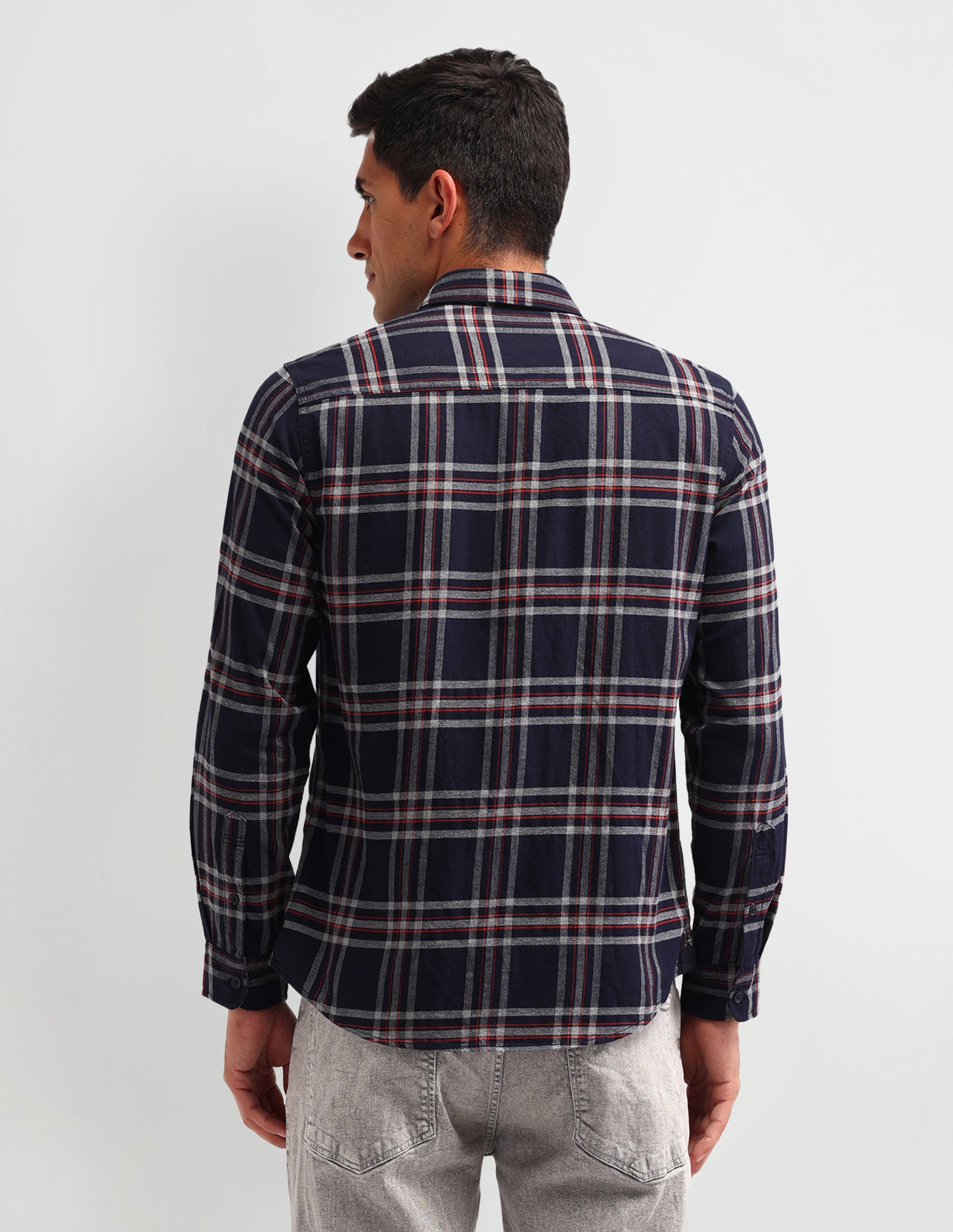 Tartan Check Printed Slim Fit Shirt Navy - U.S. Polo Assn. India | Large