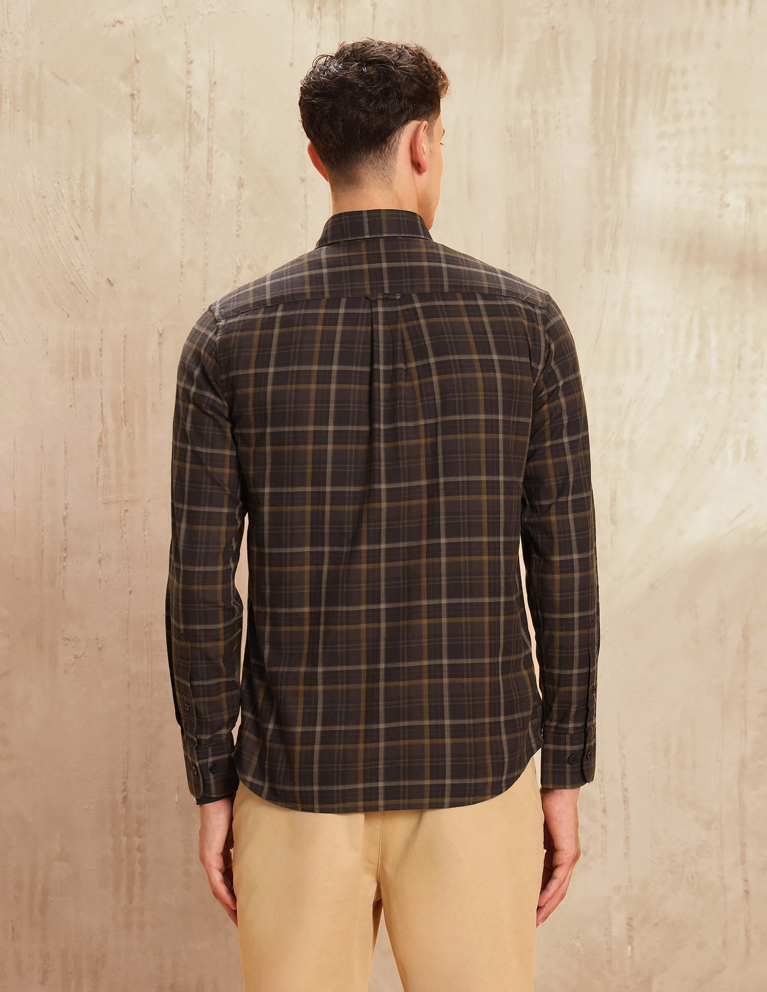 Tartan Checked Tailored Fit Shirt Brown - U.S. POLO ASSN. | Large