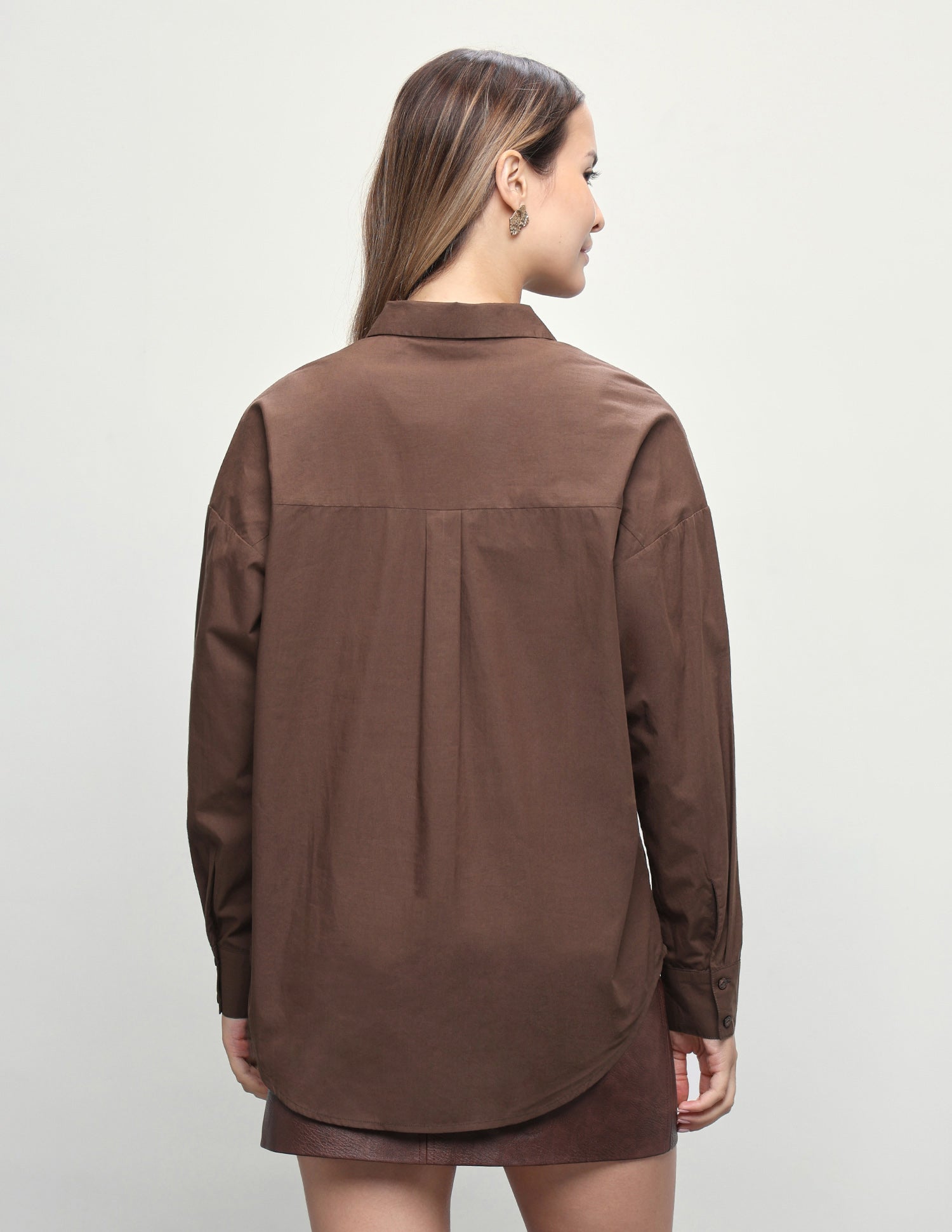 Floral Embroidered Oversized Fit Shirt Brown - U.S. Polo Assn. India | Large