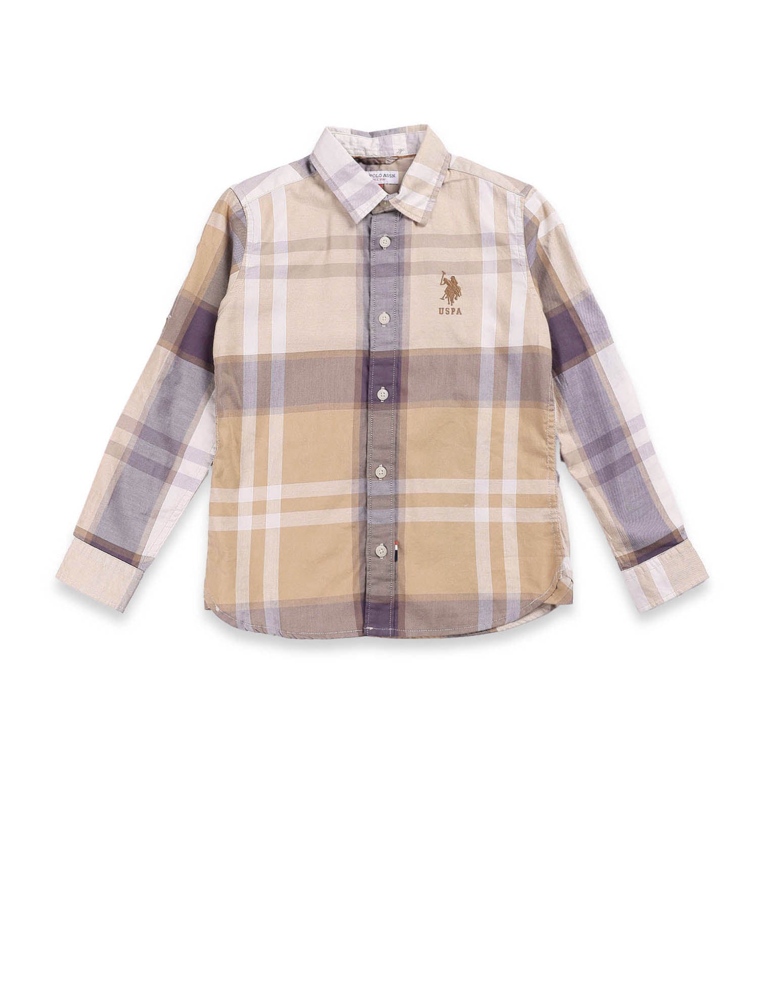 Boys Plaid Check Shirt Brown - U.S. POLO ASSN. | Large