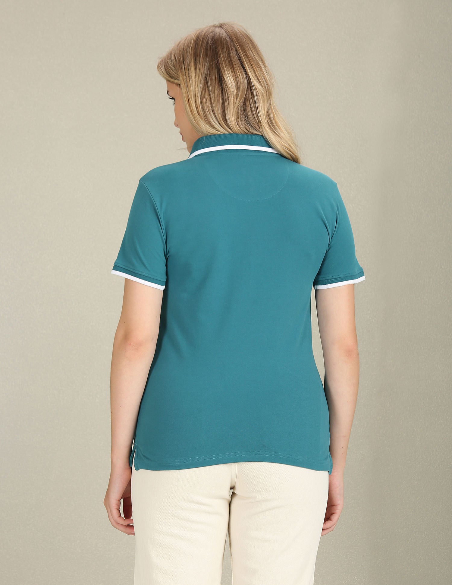 Tipped Collar Pique Polo Shirt Teal - U.S. POLO ASSN. | Large