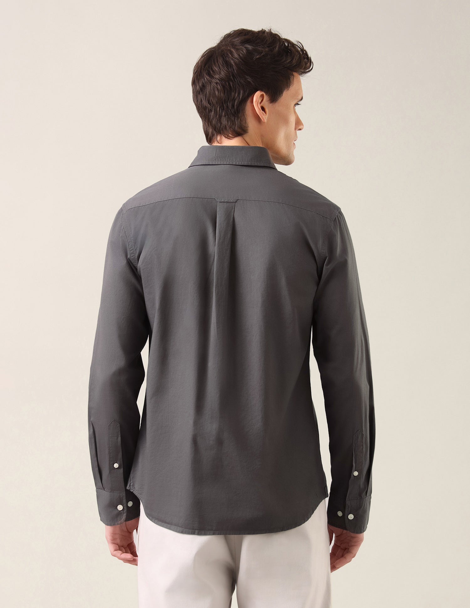 Twill Tailored Fit Shirt Mid Grey - U.S. Polo Assn. India | Large