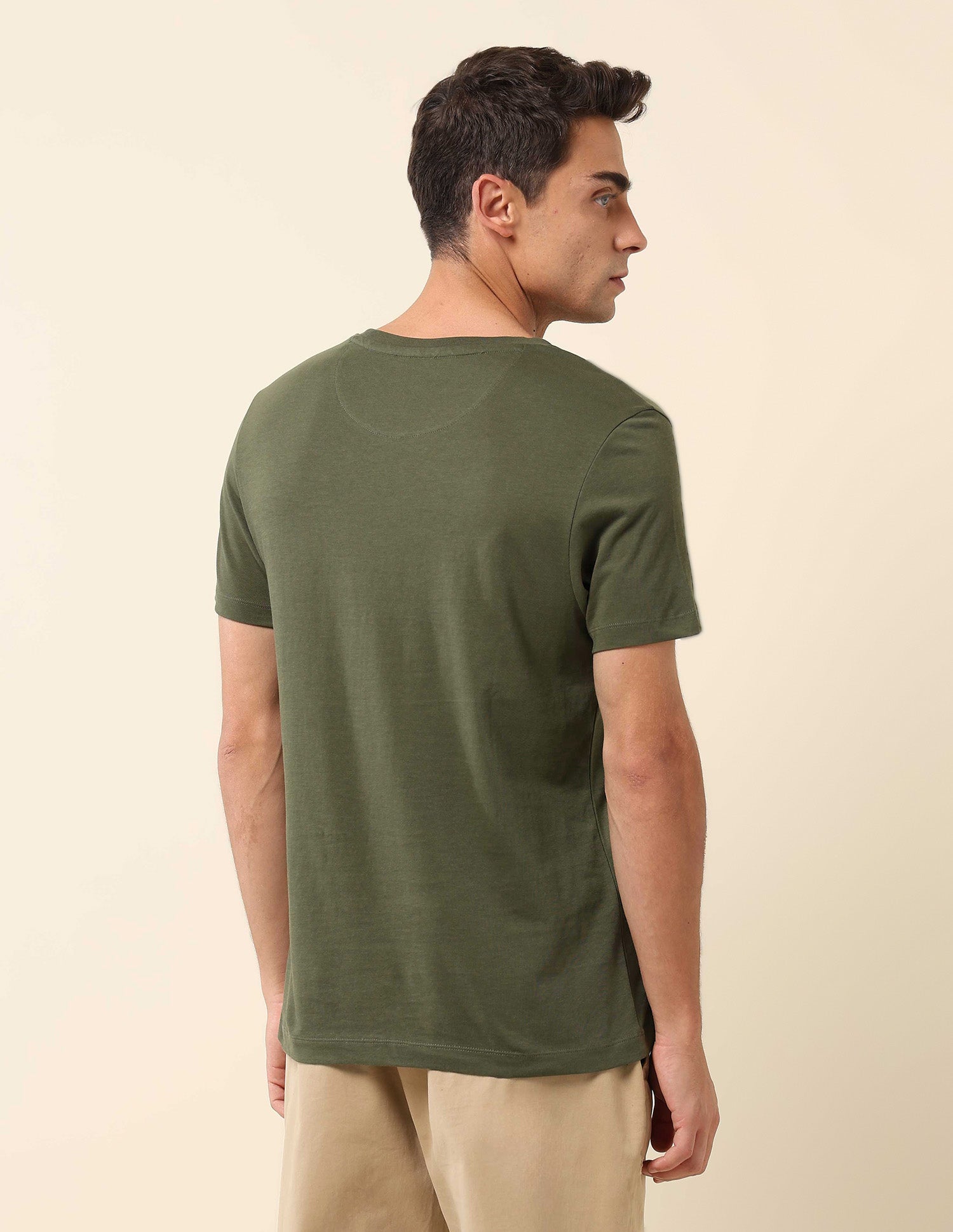 Pure Cotton Slim Fit T-Shirt Olive - U.S. Polo Assn. India | Large