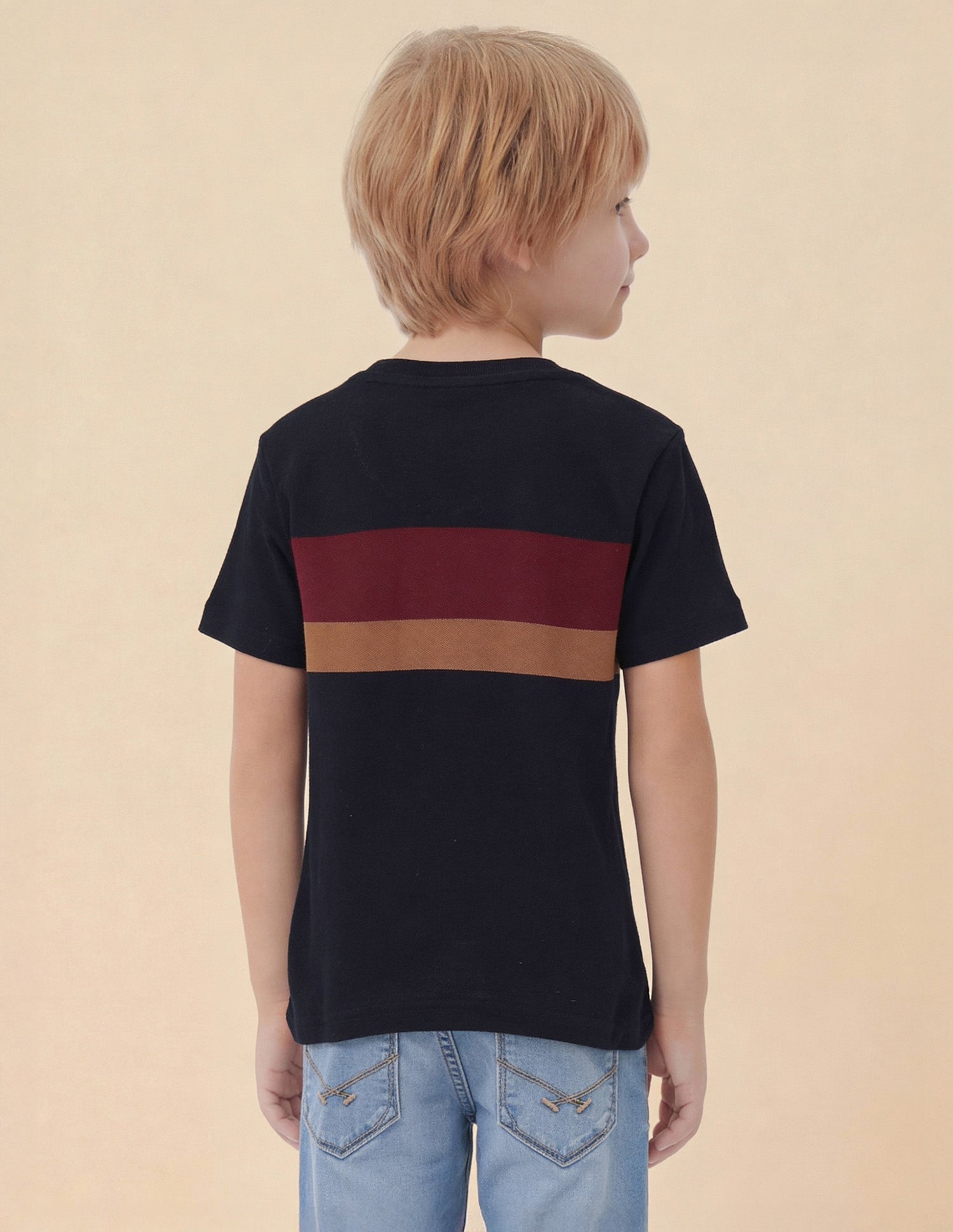 Boys Colour blocked Brand Embroidered T-Shirt Navy - U.S. Polo Assn. India | Large