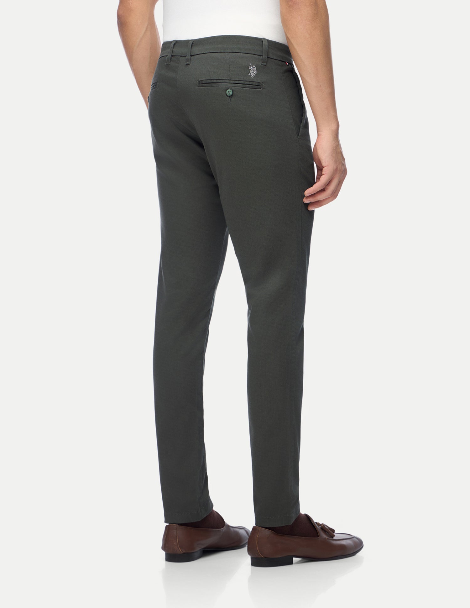 Austin Trim Regular Fit Satin Trousers Olive - U.S. Polo Assn. India | Large